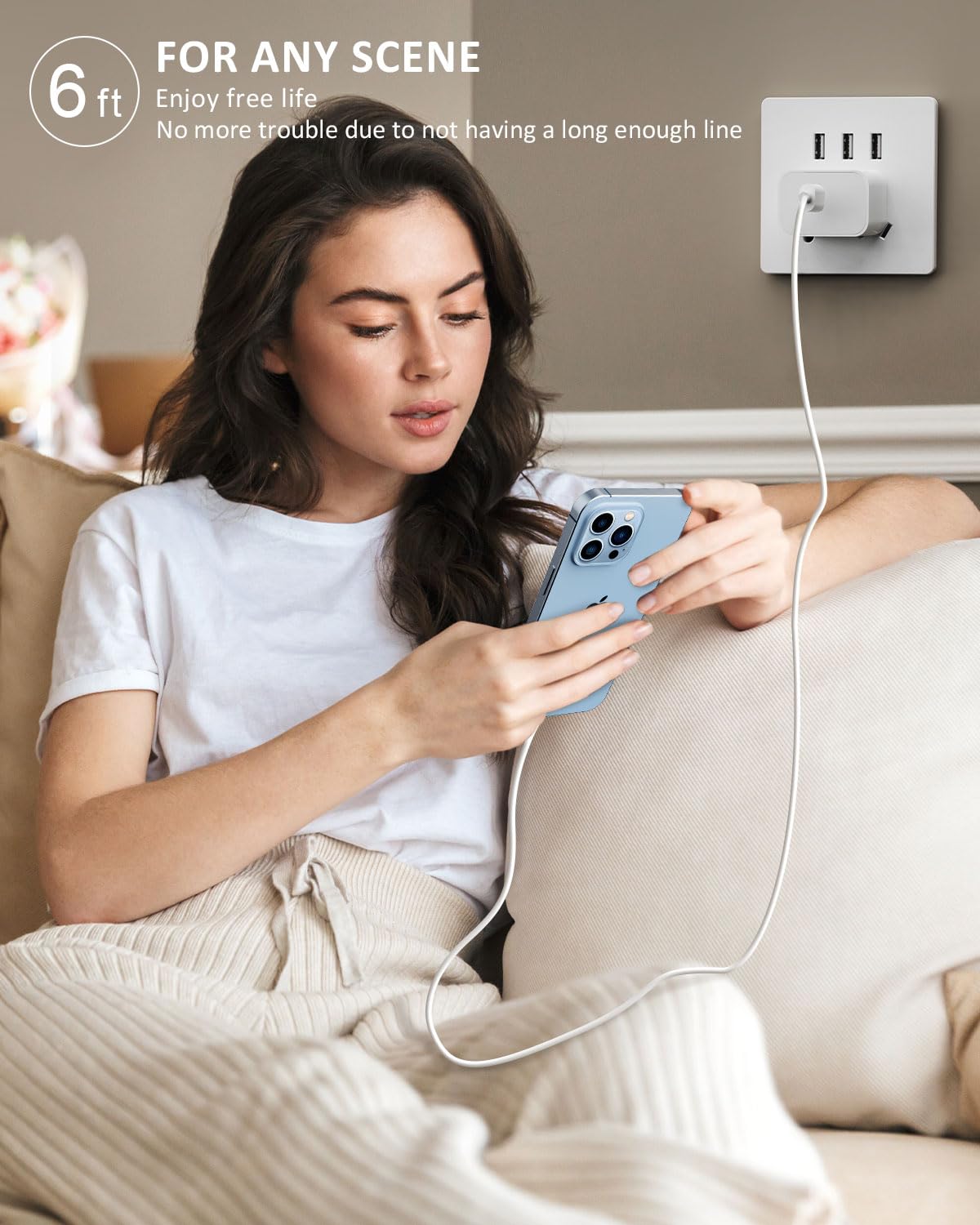 Fast Charging iPhone Charger Block with 6FT USB C to Lightning Cable - Compatible with iPhone 14/13/12/11/X Series - Quick Charge Wall Adapter for Home, Office & Travel