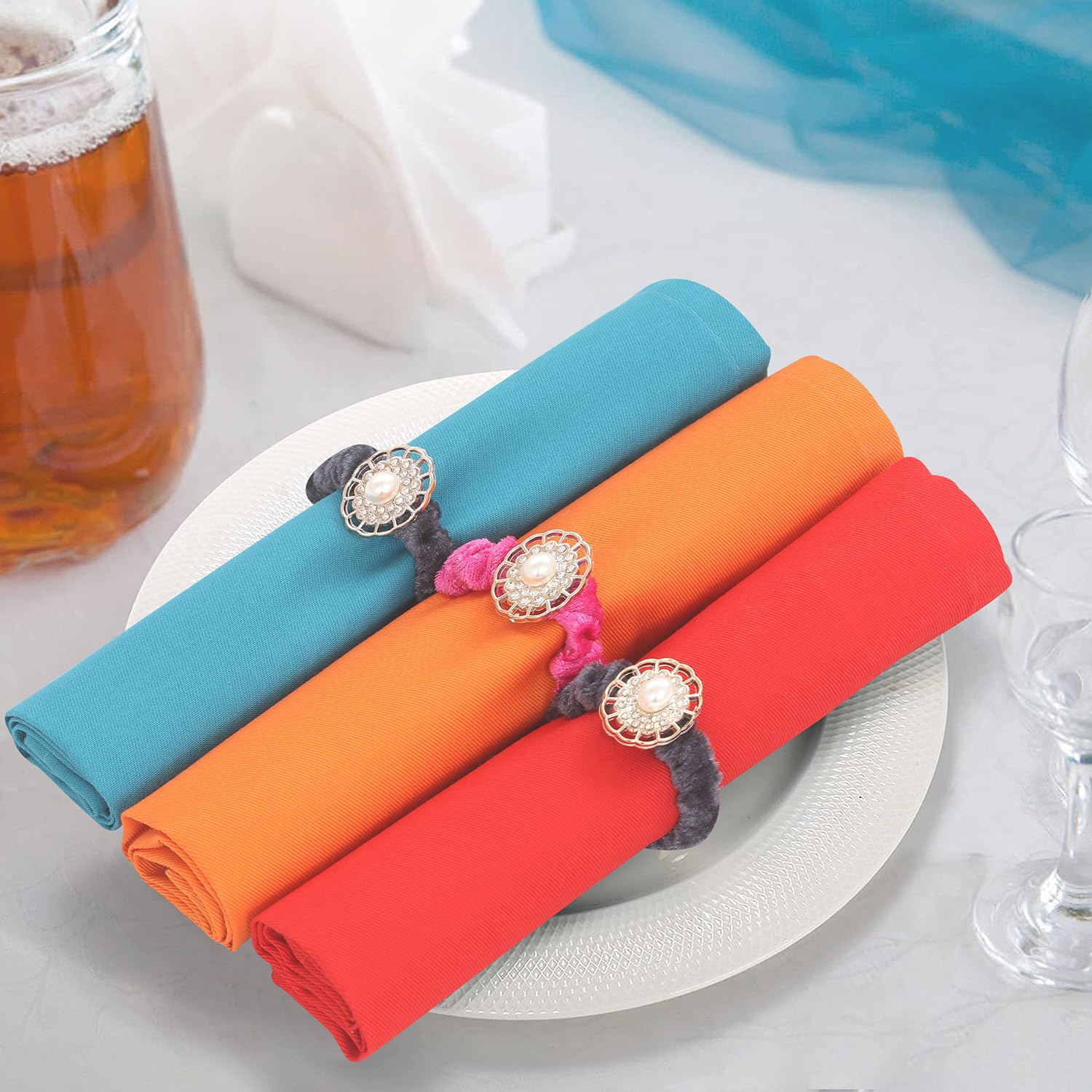 Premium 24-Pack Ruvanti 18x18 Inch Washable Cotton Blend Cloth Napkins - Soft, Durable & Highly Absorbent for Christmas, Weddings, Restaurants & Dinner Parties - Multi Color Table Linens for Elegant Dining & Special Occasions