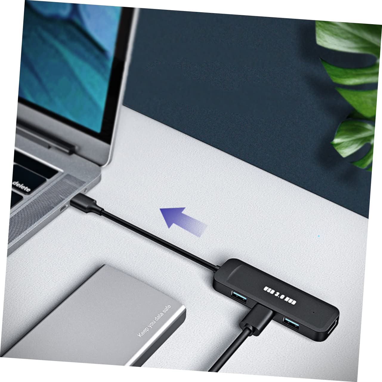 OSALADI 4-Port USB 2.0 Hub - High Speed USB Splitter Adapter for Laptop, PC, Computer, Notebook - Expand USB Ports for Keyboard, Mouse, Flash Drive, Printer | Home Office & Gaming Setup Accessory