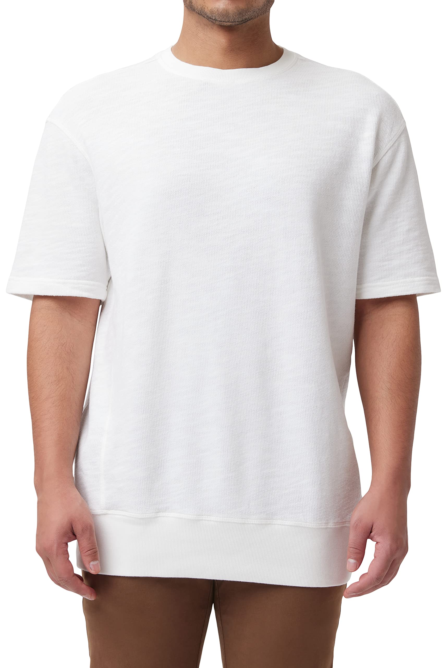 Good Man Brand Men's Short Sleeve Crewneck Sweatshirt - Natural Marled French Terry Cotton | Casual Loungewear & Streetwear Essential