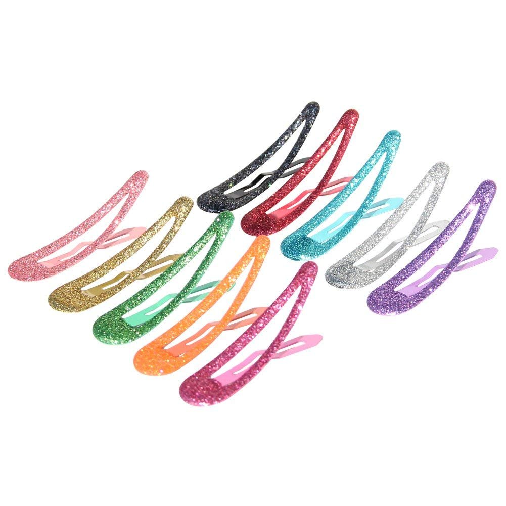 Sparkly Window Tic Tac Hair Clips for Girls - 10-Piece Non-Slip Metal Hair Barrettes (2 Inch, Multicolor) - Perfect for Toddlers, Kids, Teens & Women - Great for School, Parties & Everyday Hairstyles