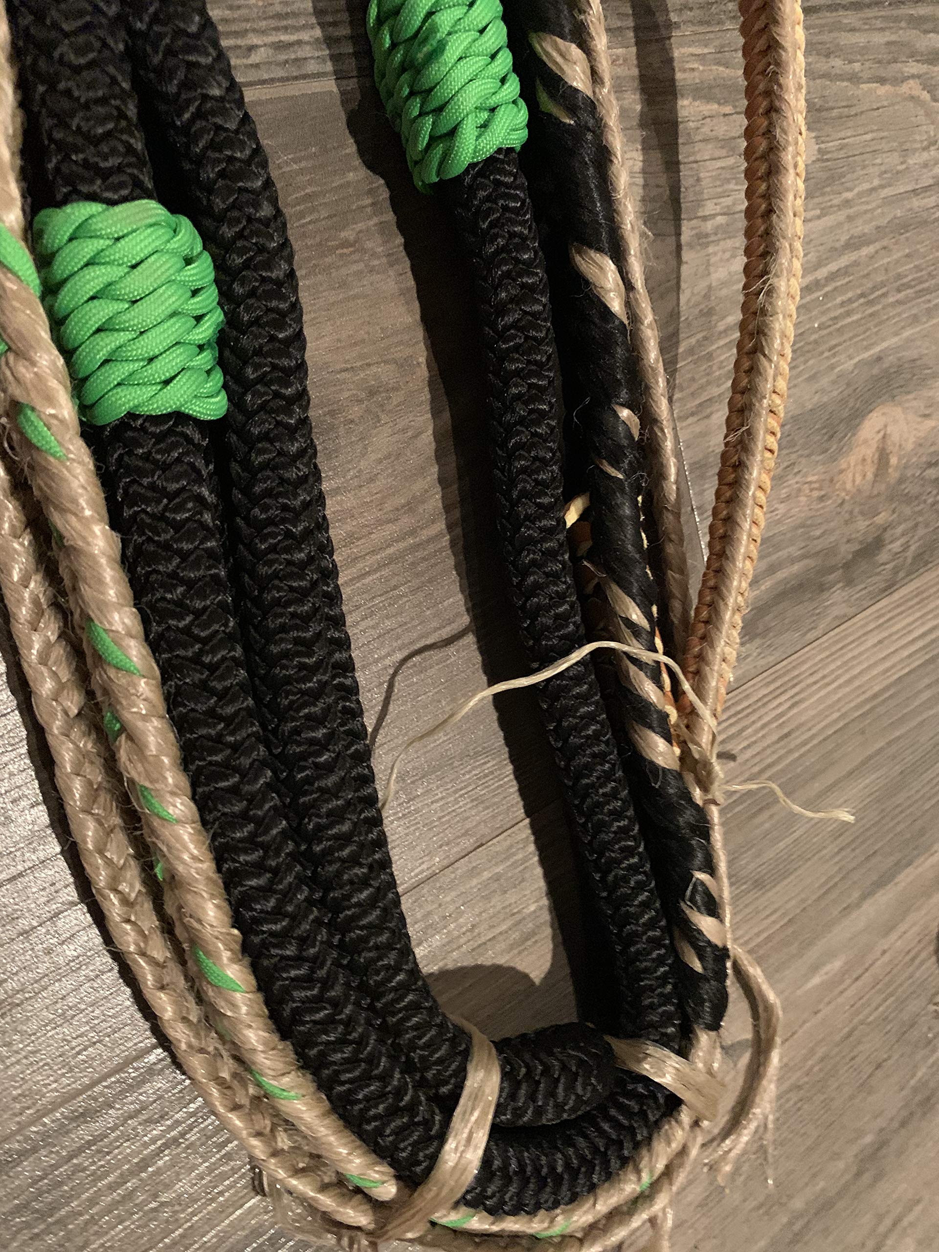 Premium Bull Rope for Bull Riding - 14' Black Nylon on Tan Poly Jr Pro 9x7 RH - Professional Rodeo Equipment for Bull Riders & Training