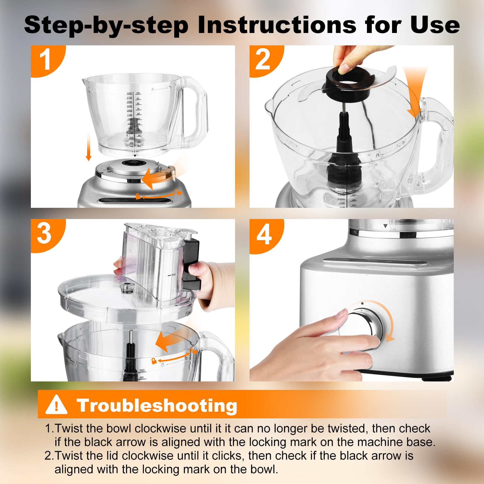 Homtone 16-Cup Food Processor & Blender Combo - 650W Electric Vegetable Chopper with 8 Blades, 11 Functions & 5 Preset Modes - Die-Cast Aluminum Body with Stepless Speed Control - Perfect for Meal Prep, Smoothies & Large Batch Cooking (Silver)