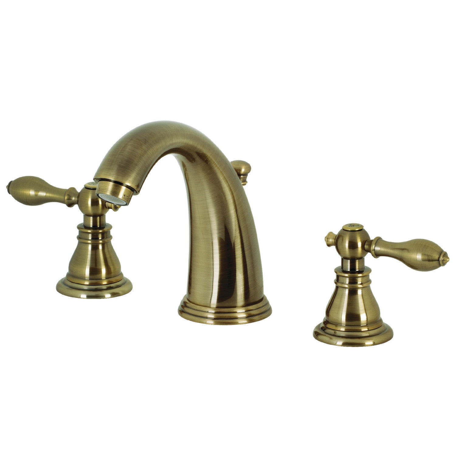 American Classic KB983ACLAB Two Handle 3 Hole Widespread Bathroom Faucet with Pop Up Drain in Antique Brass - Perfect for Vintage Style Bathroom Renovations and Modern Home Upgrades