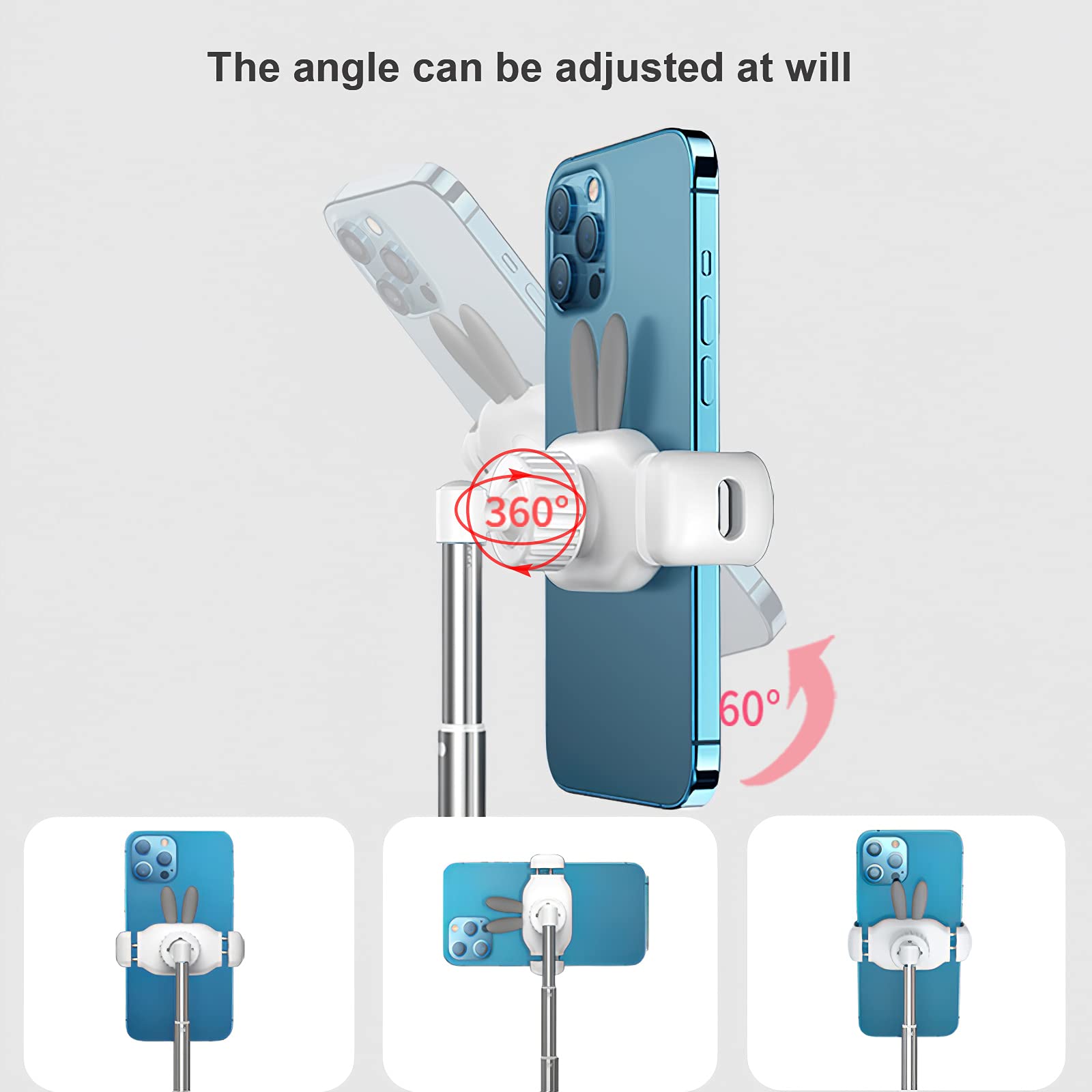 Adjustable Cute OATSBASF Chat Stand - Kawaii Phone Holder for Desk, Recording & Video Calls - Compatible with iPhone & All Smartphones (White) - Perfect for Home Office, TikTok Videos & Online Meetings