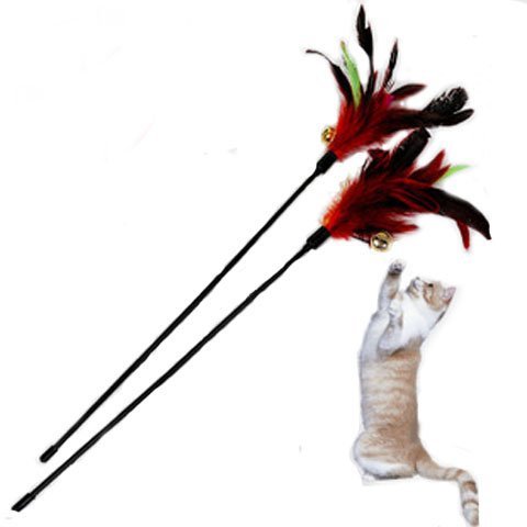 Interactive Cat Feather Teaser Toy Wand with Suction Cup & Replaceable Toys - Fun Exercise for Indoor Cats to Play Chase - Perfect for Playtime & Bonding (Colorful - Version 2)
