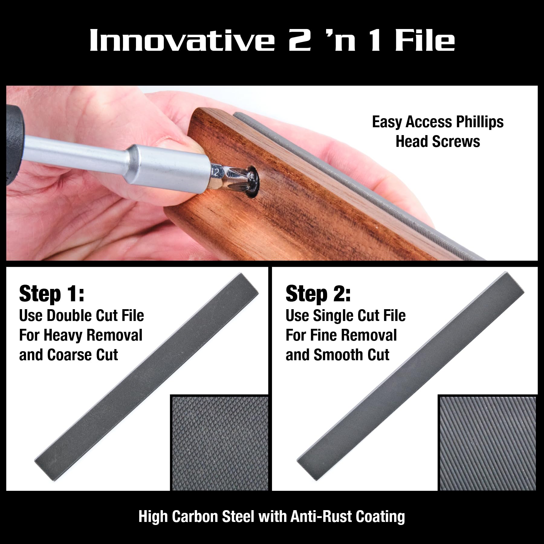 MusicNomad MN831 Precision Fret Beveling File - Professional Guitar Fret Leveling Tool for Smooth Edges - Perfect for Luthiers & DIY Guitar Maintenance