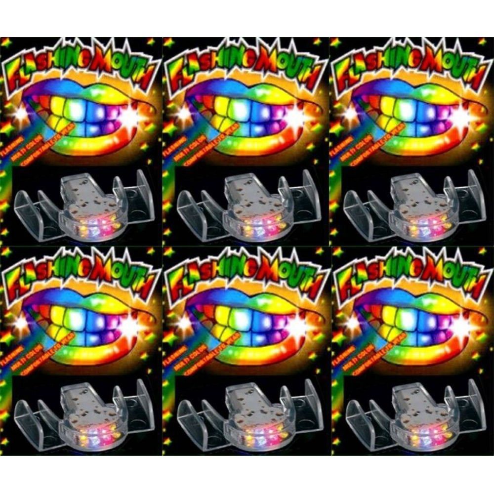 YMCtoys 24 Pack LED Flashing Teeth Party Favors - Glow in The Dark Mouth Guard for Halloween, Raves & Night Events - Fun Light Up Accessories for Costumes & Dance Parties