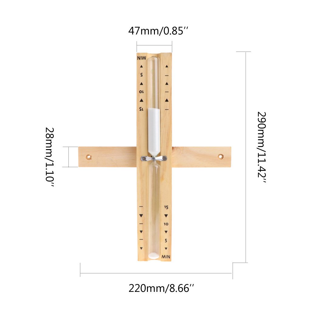 15 Minute Wall-Mounted Rotating Sand Timer for Sauna - Wooden Hourglass with White Sand - Perfect for Sauna Sessions, Spa Relaxation & Meditation Spaces