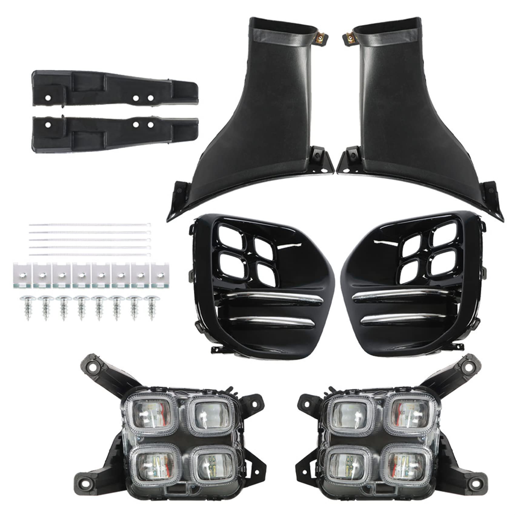 2017-2018 Kia Fog Light Replacement Kit - DRL LED Fog Lamps with Bezels for Passenger & Driver Side | Perfect for Night Driving, Off-Road & Bad Weather Conditions