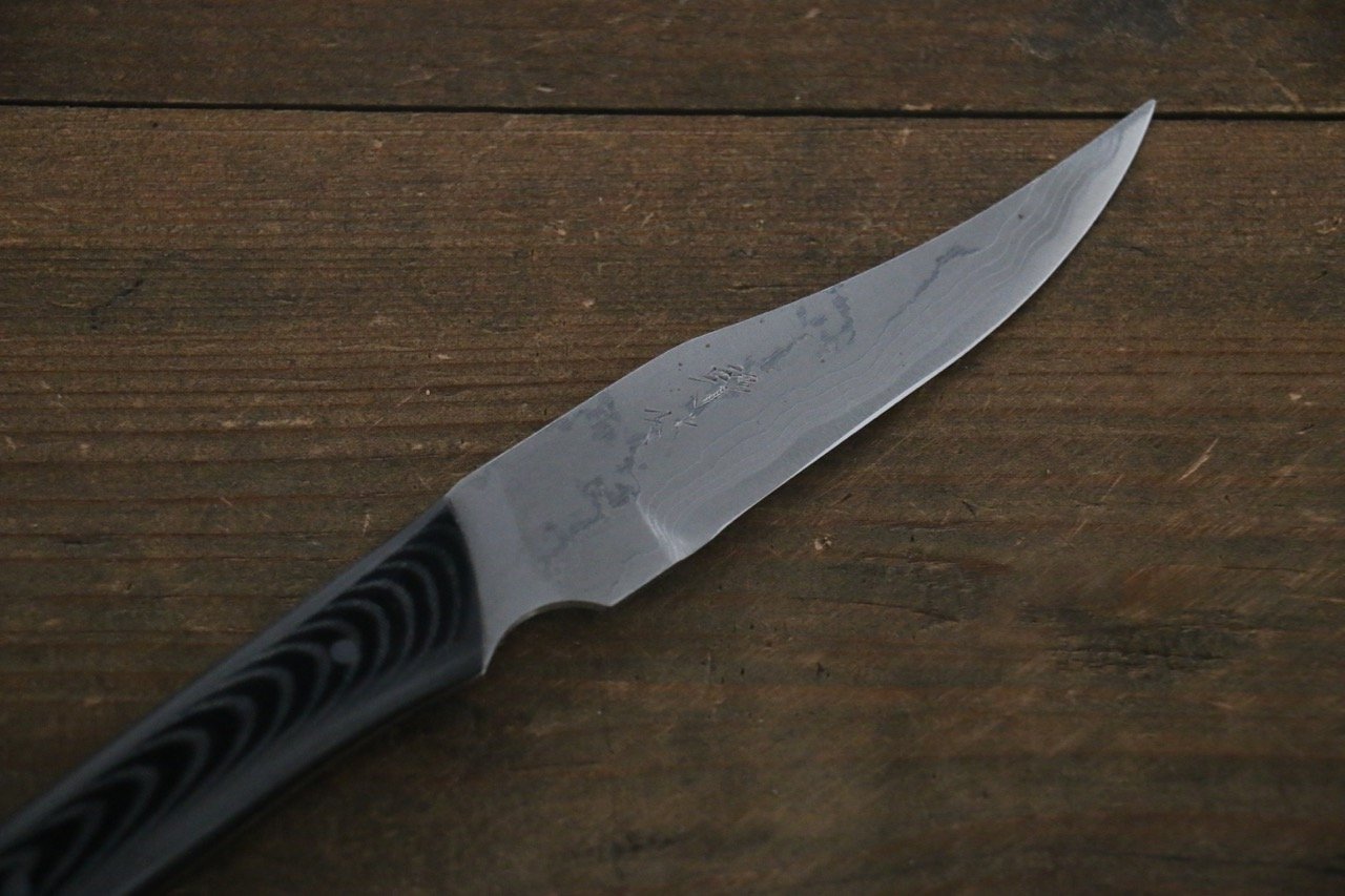 Premium Kazuo Nomura White Steel No.2 Hunter Knife - 100mm Blade with Black Micarta Handle - Ideal for Outdoor Camping, Hunting, and Bushcraft Activities