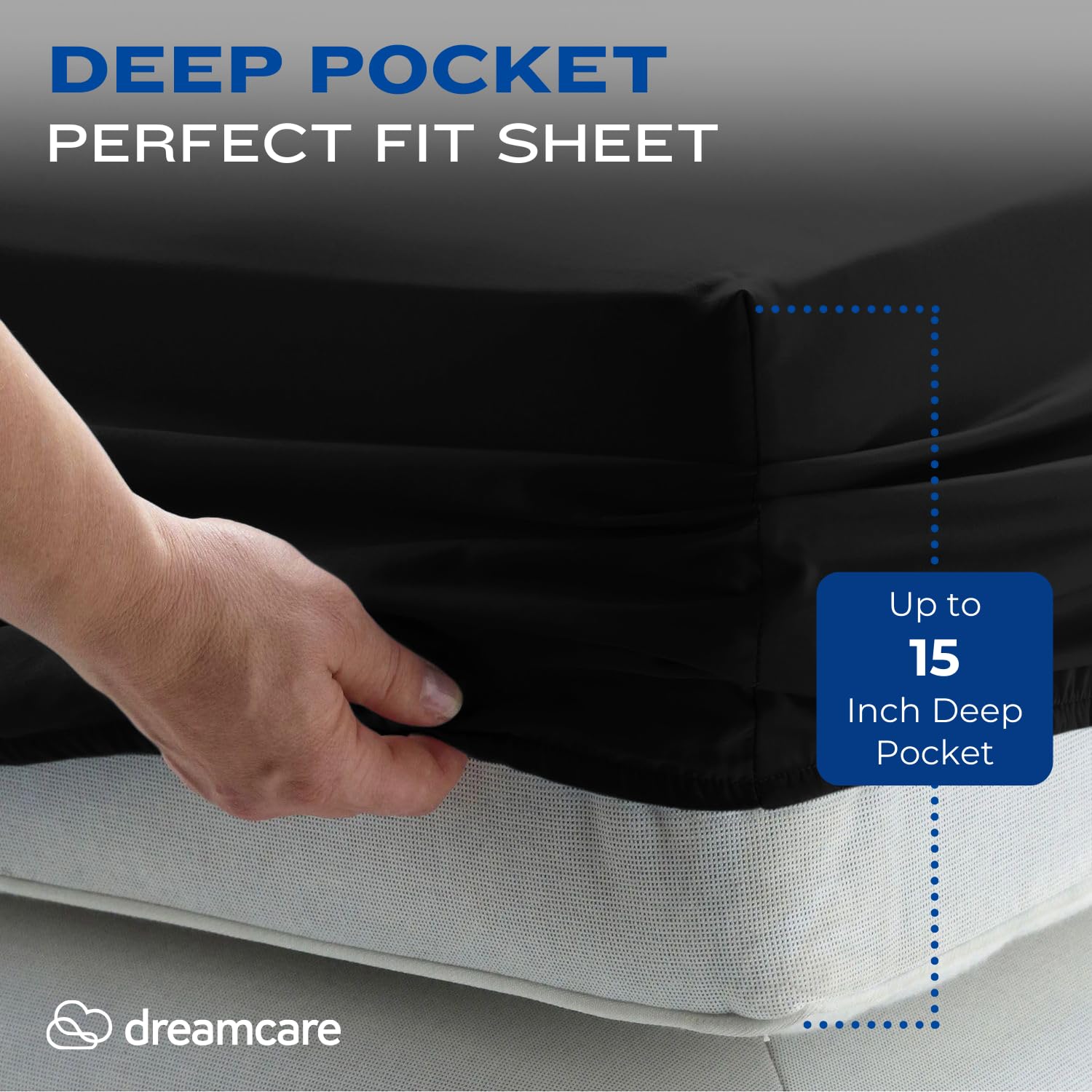 DREAMCARE Queen Size Cooling Bed Sheets Set - 4pc Deep Pocket Fitted Sheet, Flat Sheet & Pillowcases - 15