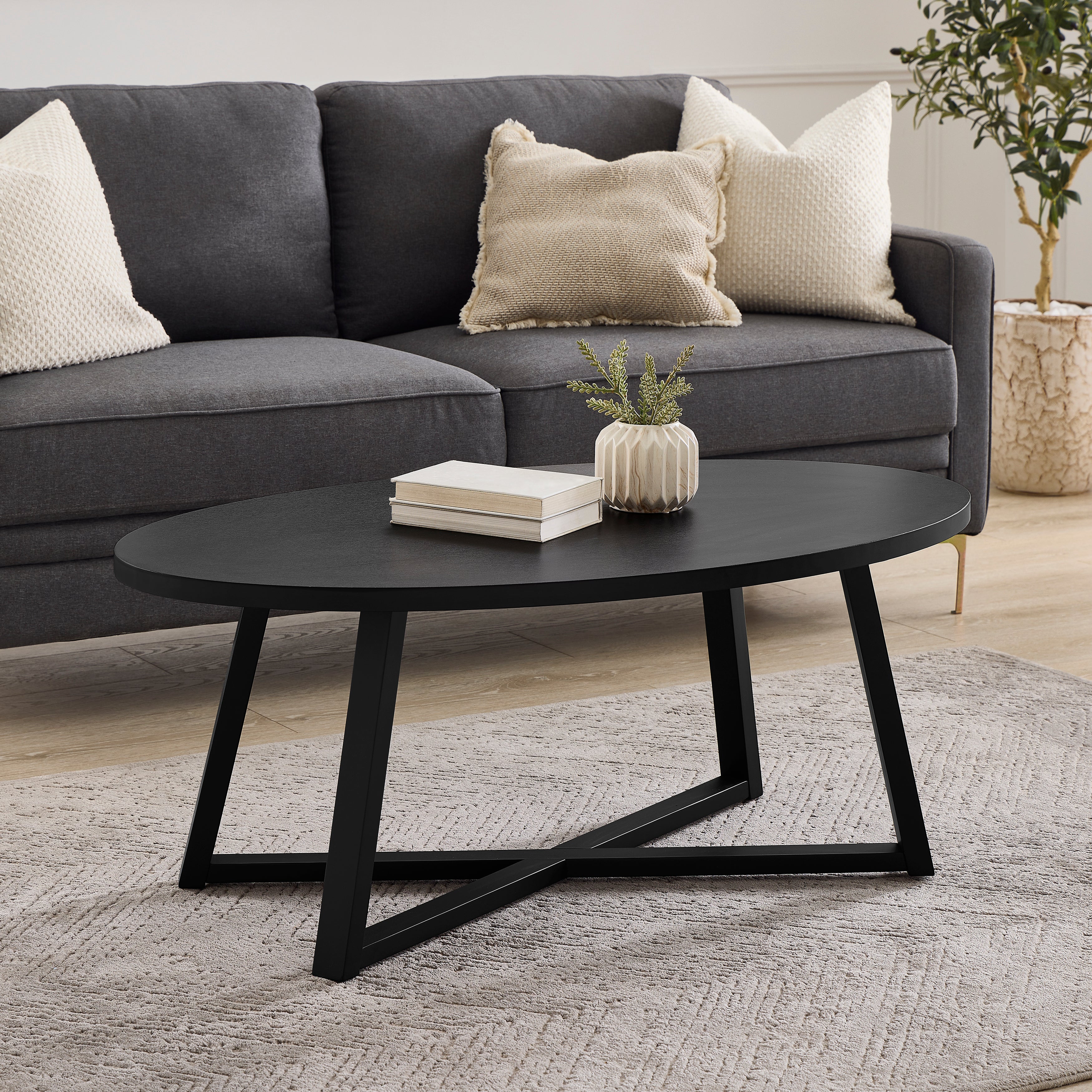 Modern Harmony Wood Oval Coffee Table - Roundhill Furniture - Stylish & Durable Living Room Centerpiece for Home Decor