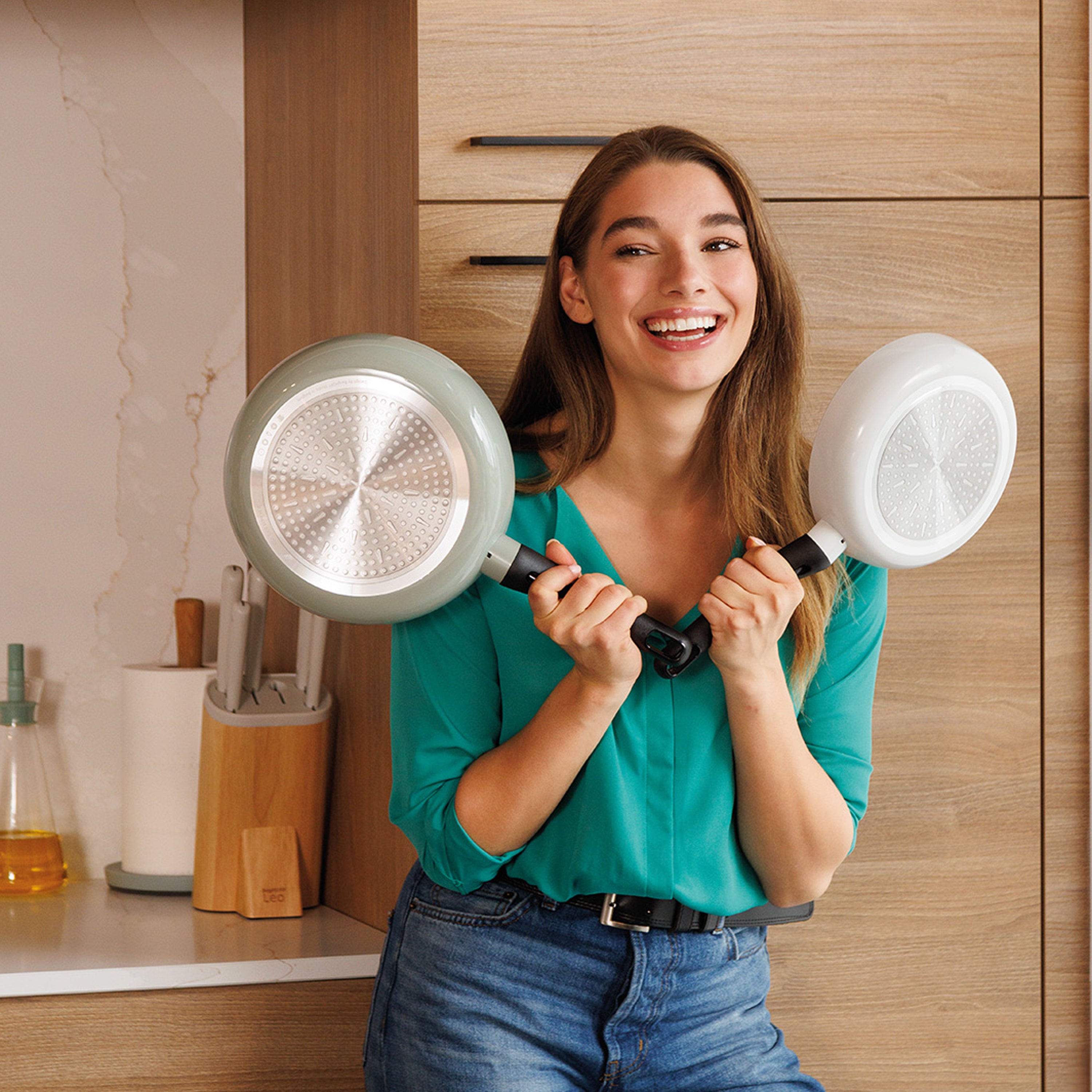 BergHOFF Leo Glints Nonstick Recycled Aluminum Frying Pan 9.5 Inch - Eco-Friendly Cookware for Healthy Cooking, Perfect for Sauteing, Frying & Omelets - Induction Compatible & Dishwasher Safe