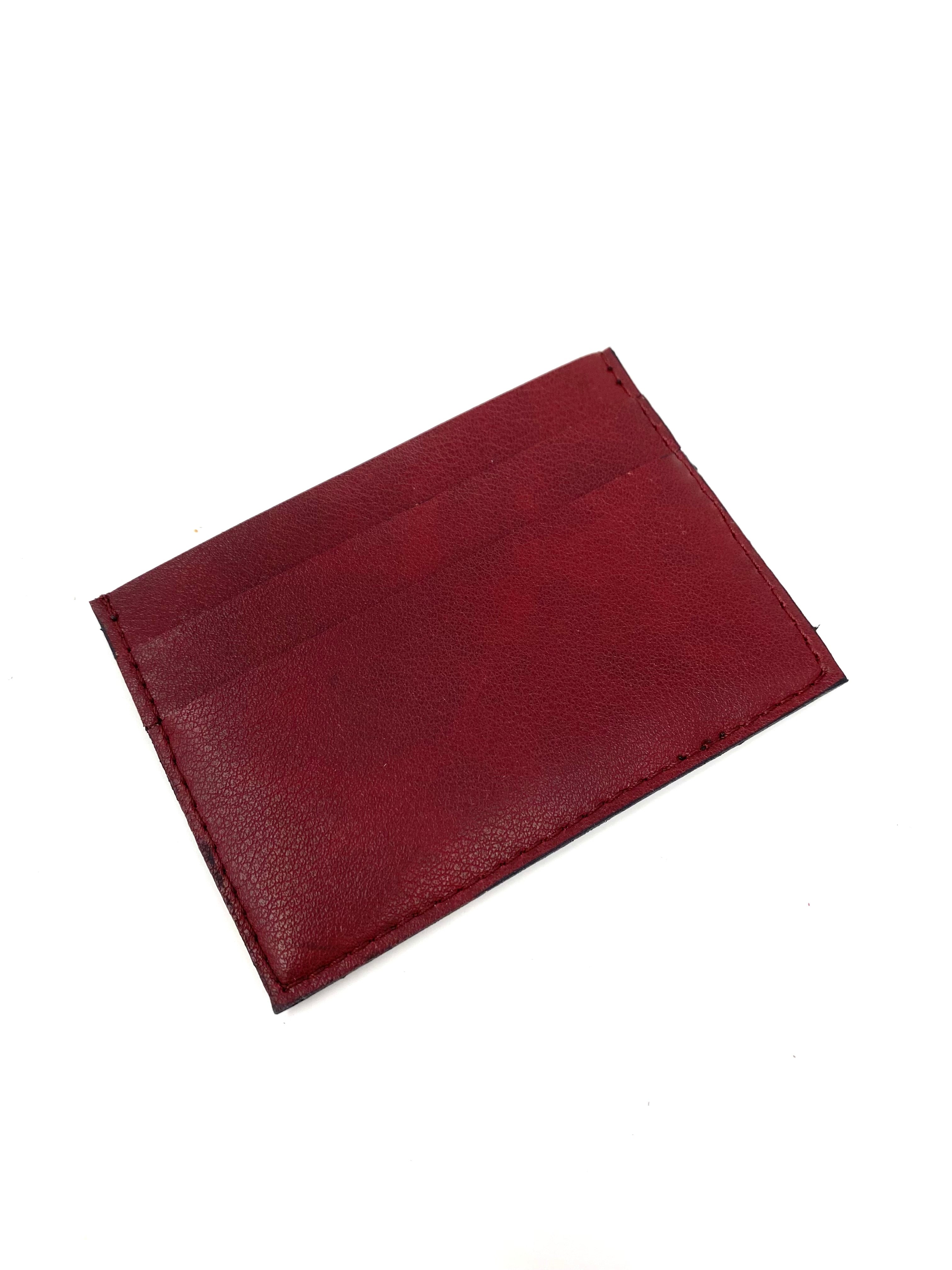 Premium Novacas Bordeaux Leather Boris Cardholder - Slim RFID Blocking Wallet for Men & Women - Perfect for Travel, Business & Everyday Use