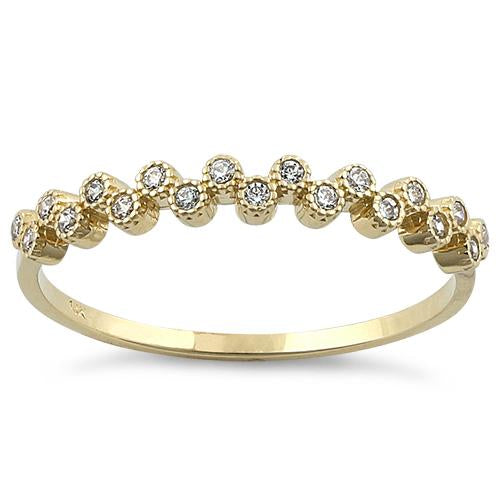 14K Yellow Gold Thin Classic Round Clear Cubic Zirconia CZ Ring for Women - Elegant Everyday Jewelry, Wedding, Engagement, Anniversary Gift