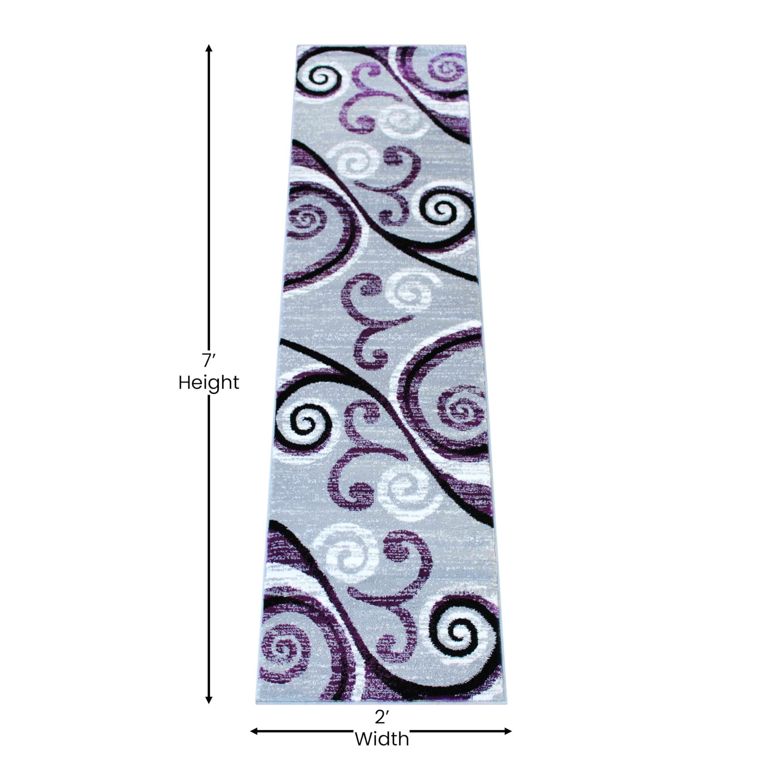 EMMA + OLIVER Helix Olefin Accent Rug 2x7 - Scraped Look Swirl Pattern Plush Pile with Jute Backing - Moisture & Stain Resistant Easy Care Rug - Perfect for Living Room, Bedroom or Entryway Decor