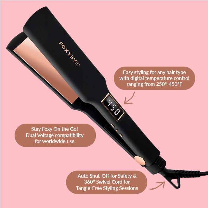 Rose Gold Titanium 1.75 Inch Flat Iron Hair Straightener - Professional Salon Styling Tool for Smooth & Shiny Hair at Home or Travel