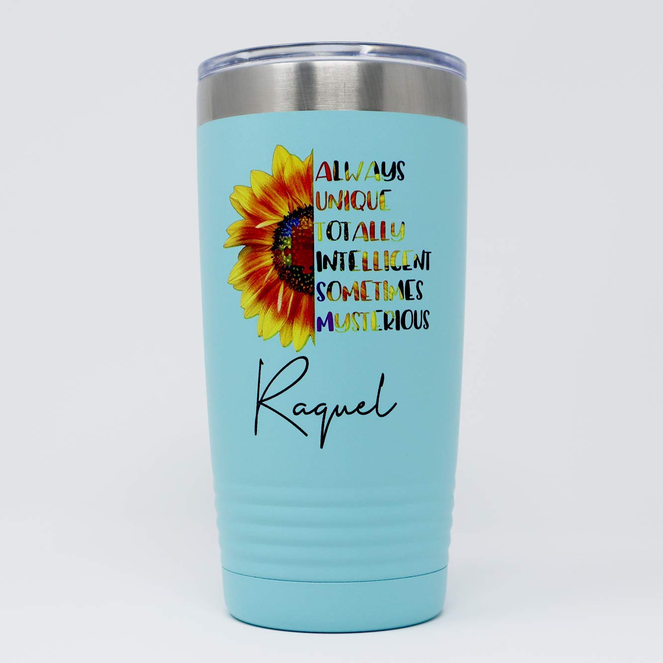 Personalized Sunflower Autism Awareness 20 oz Insulated Tumbler Cup - Perfect for Hot & Cold Drinks, School, Work, and Outdoor Activities