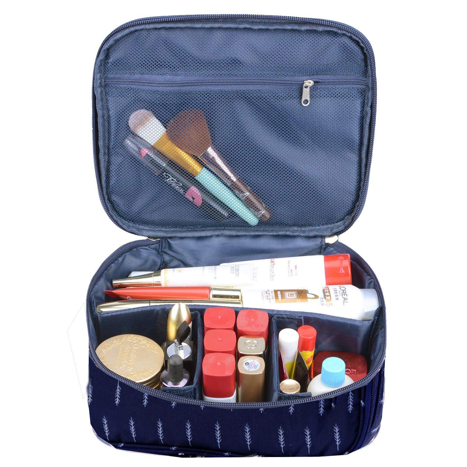 Trexee Portable Makeup Cosmetic Bag Organizer - Multifunctional Travel Case for Women (Blue) | Perfect for Travel, Gym & Everyday Use