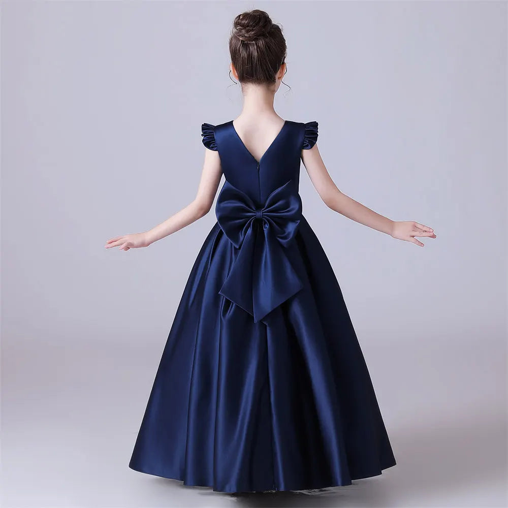 Satin Sleeveless Junior Bridesmaid Dress for Girls Teens - O Neck First Communion Gown - Perfect for Weddings, Church Ceremonies & Special Occasions