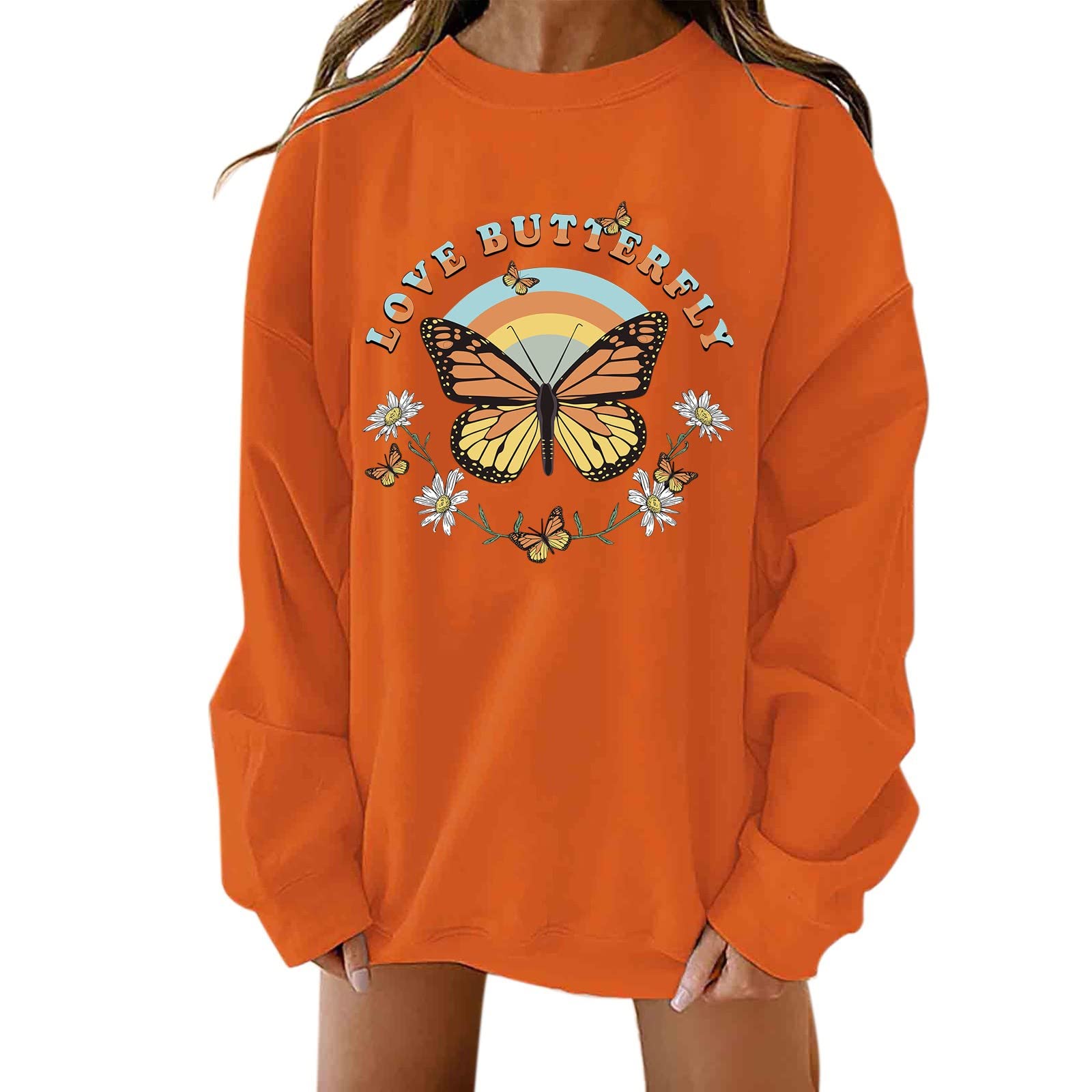 Trendy Teen Girls & Women's Hoodless Full Zip Sweatshirt - Loose Fit Cotton Crewneck Pullover Sweater for Casual Wear, School, and Outdoor Activities