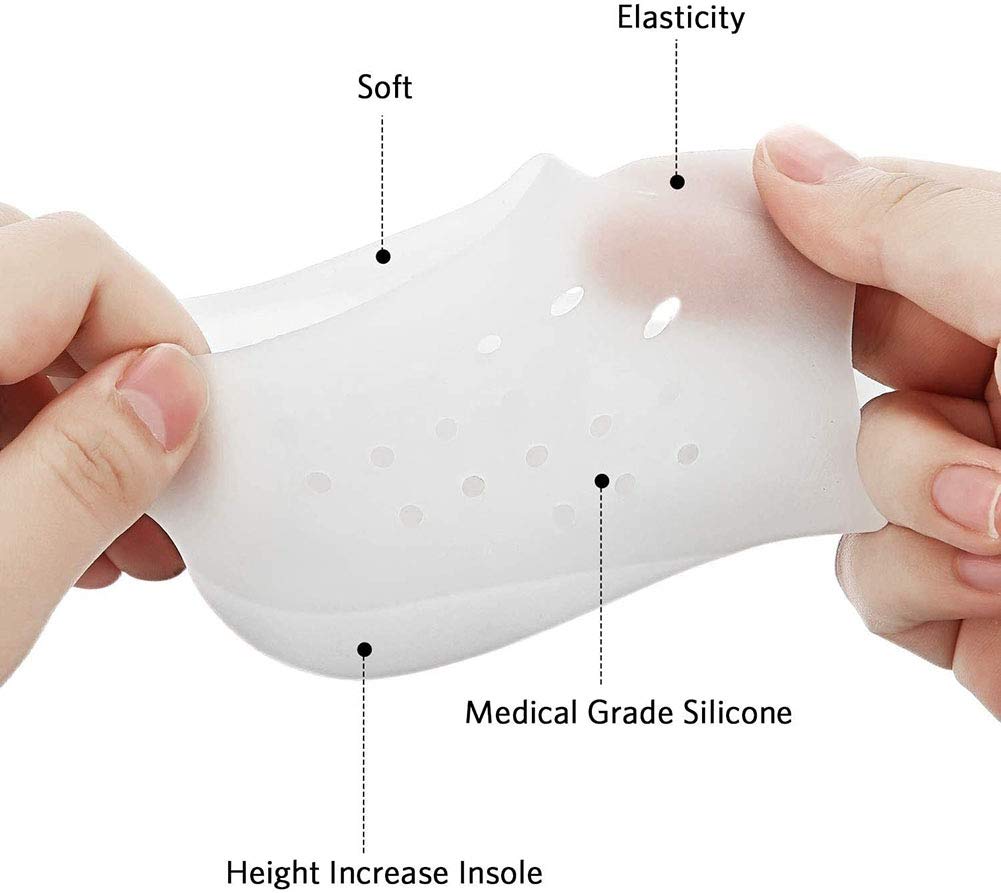Discreet Height Increasing Insoles for Men & Women - 5cm Invisible Silicone Heel Lift Pads, Comfortable Footbed Enhancers for Shoes - Perfect for Work, Dating & Everyday Wear (White)