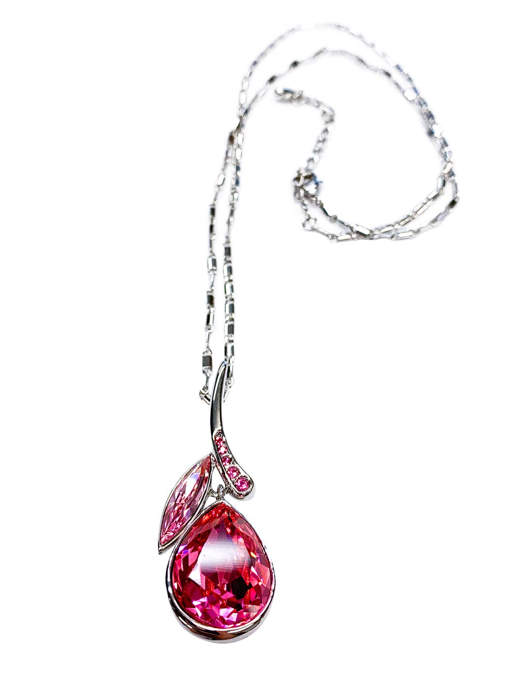 Alilang Silver Teardrop Necklace & Earrings Set with Crystals for Party & Wedding