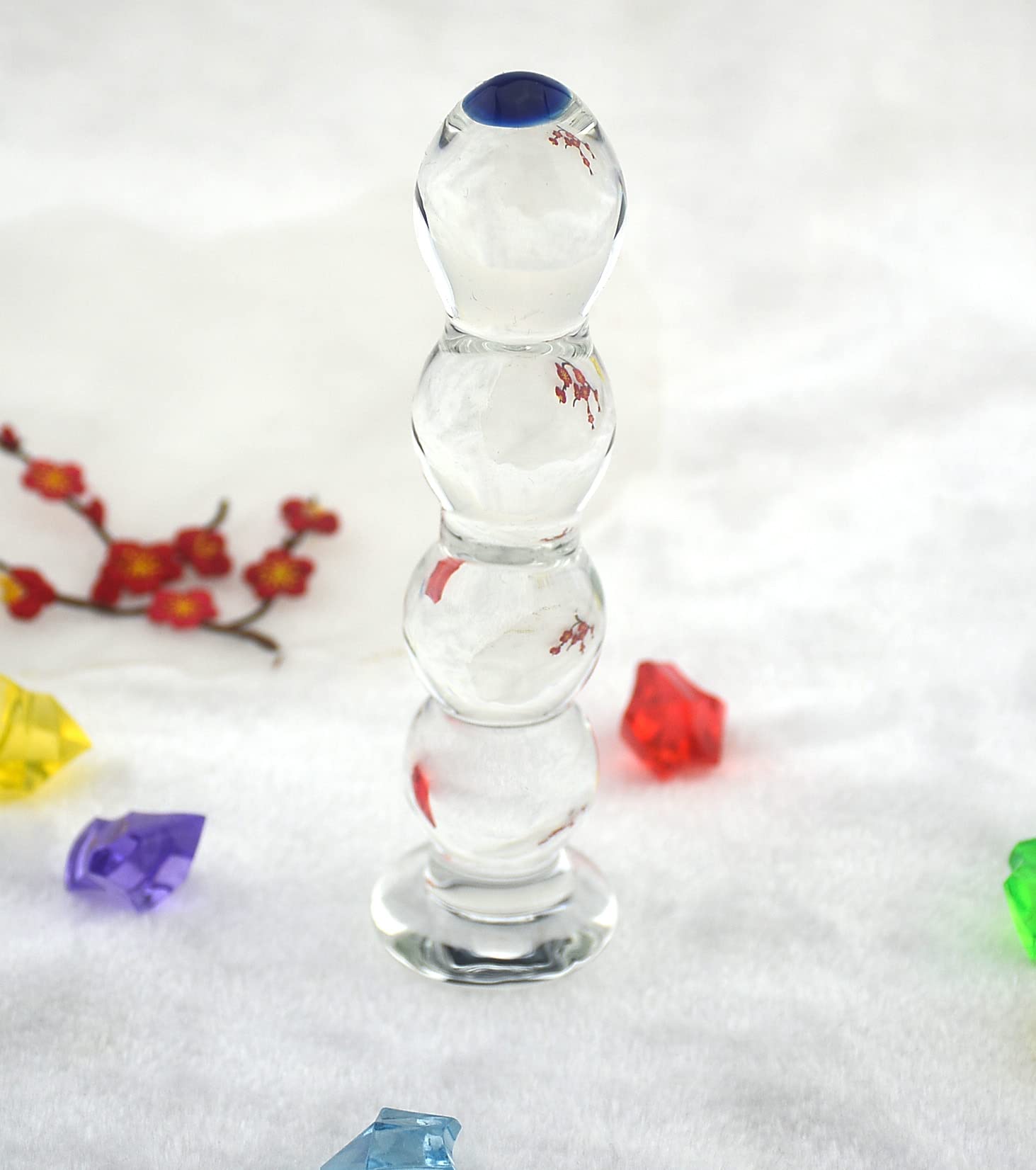 Crystal Glass Anal Beads & G-Spot Massager - Premium Sex Toy for Couples, Clear Glass Butt Plug Pleasure Wand (Style 01) - Perfect for Sensual Play, Couples Intimacy & Solo Exploration