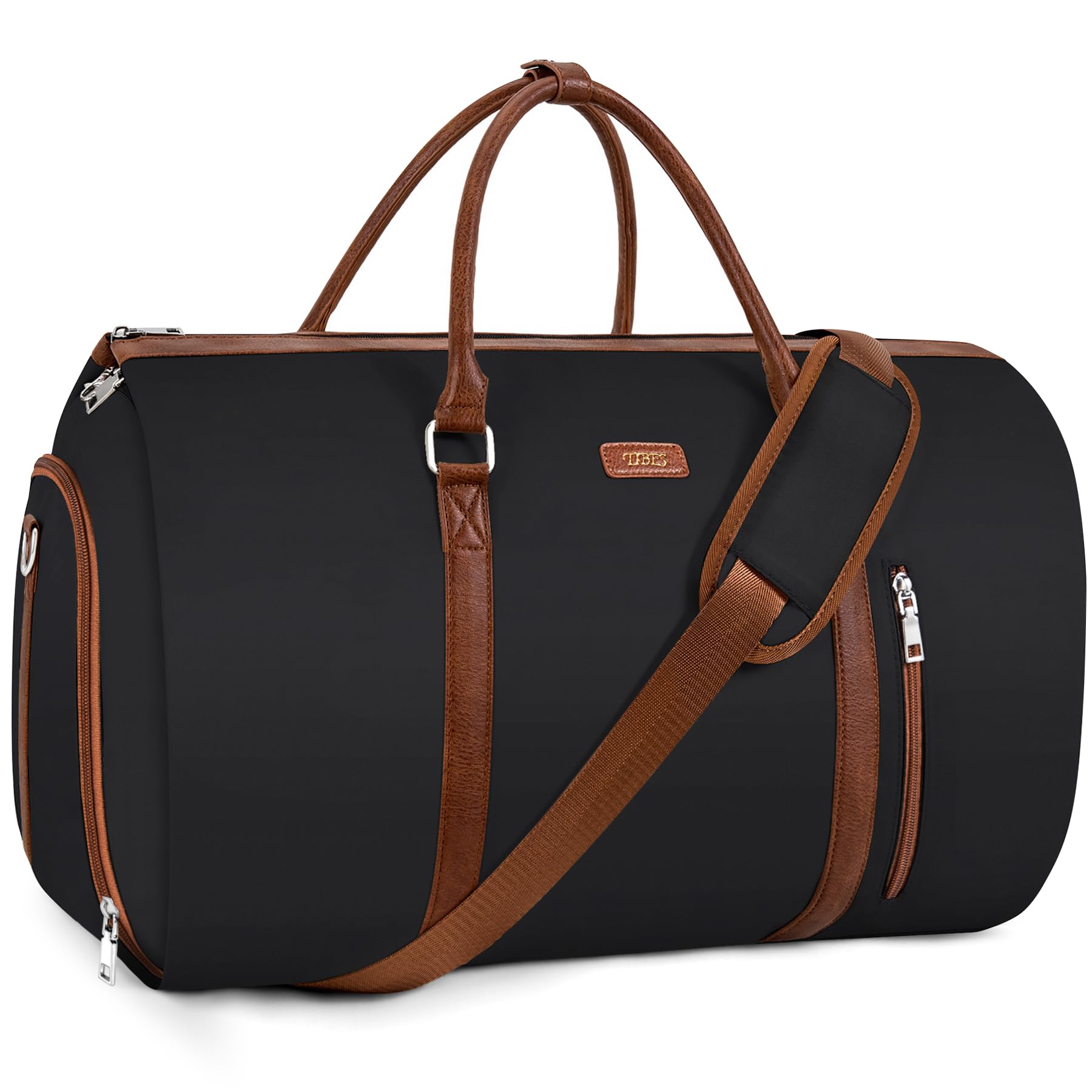 2-in-1 Convertible Travel Garment Duffle Bag with Detachable Toiletry Pouch - Large Carry-On Weekender Bag for Men & Women - Hanging Suitcase for Business Trips & Weekend Getaways (Black)