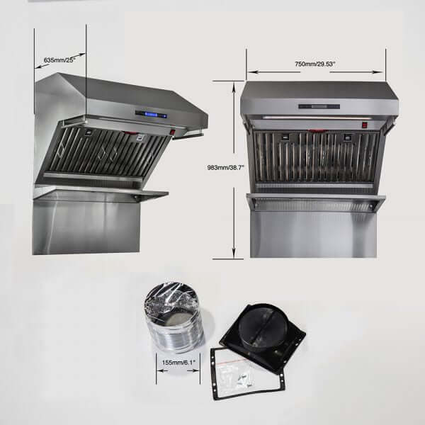Forno Savona 30-Inch Stainless Steel Wall Mount Range Hood with Backsplash, Red Light Warmer & Shelf - Professional Kitchen Ventilation for Home Cooking (FRHWM5029 30HB) | Perfect for Modern Kitchens, Restaurants & Outdoor BBQ Areas
