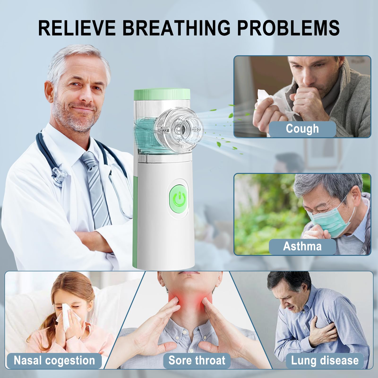 Portable Ultrasonic Nebulizer Machine for Kids & Adults - Handheld Cool Mist Humidifier for Asthma, Allergies & Respiratory Relief - Perfect for Travel, Home & Office Use