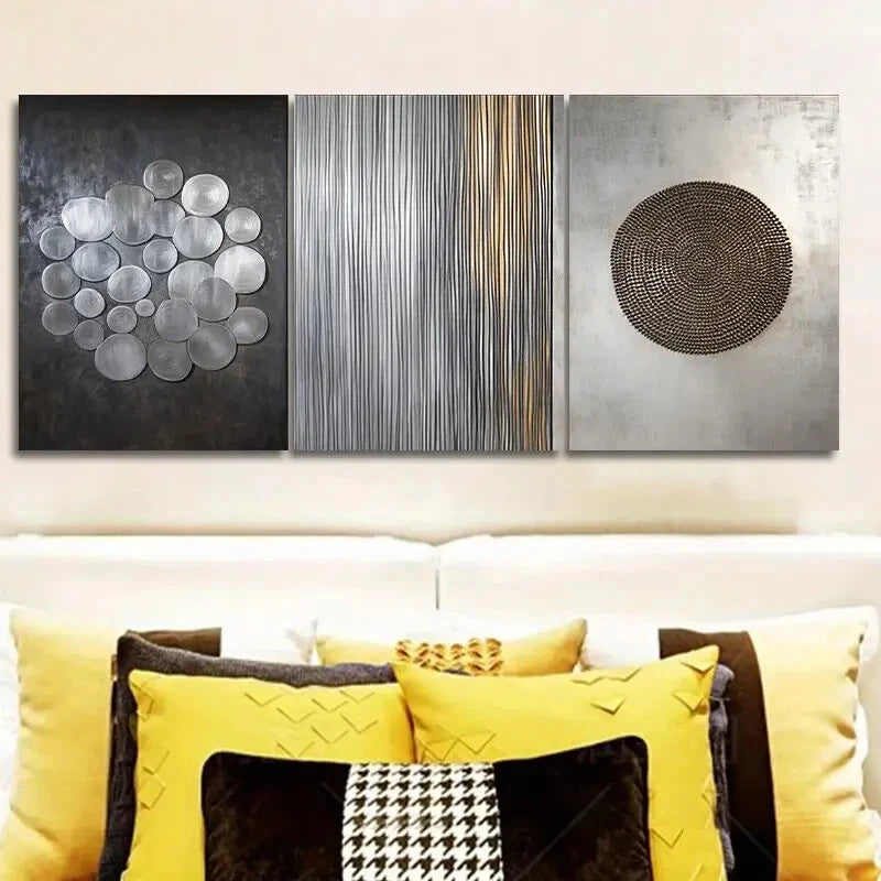 3-Piece Art Deco Metal Wall Art Set - Classic Modern Style, Ready to Hang - Perfect for Living Room, Bedroom & Office Decor