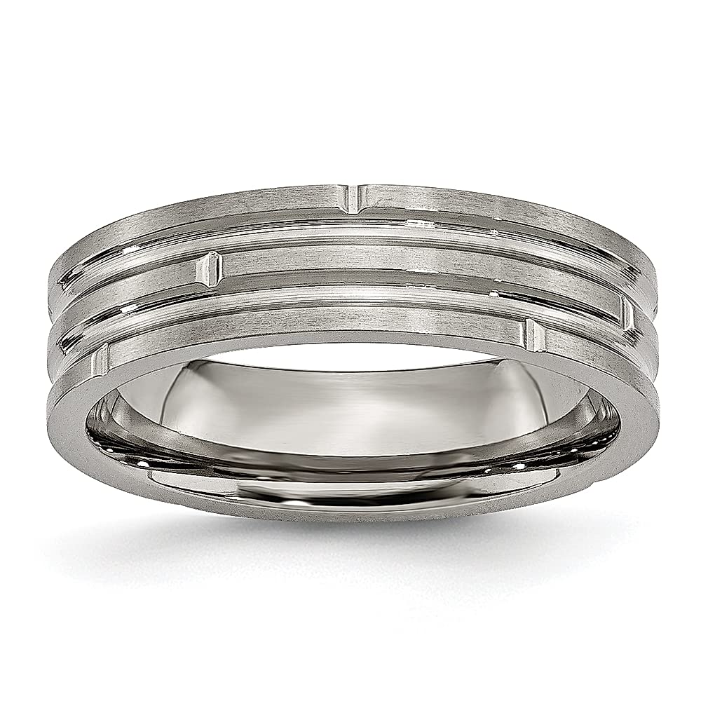 Titanium Wedding Ring for Women - 6mm Grooved Band, Fashion Jewelry Gift for Her - Perfect for Anniversaries & Proposals