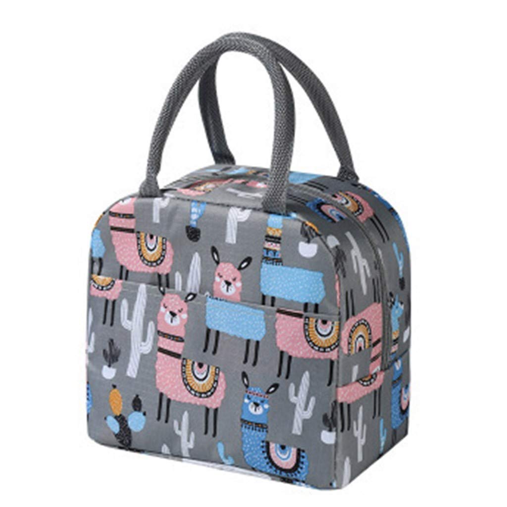 Insulated Lunch Bag for Women - Reusable Tote Lunch Box with Leakproof Design, Dark Gray Print - Perfect for Office, School, Picnics & Outdoor Activities