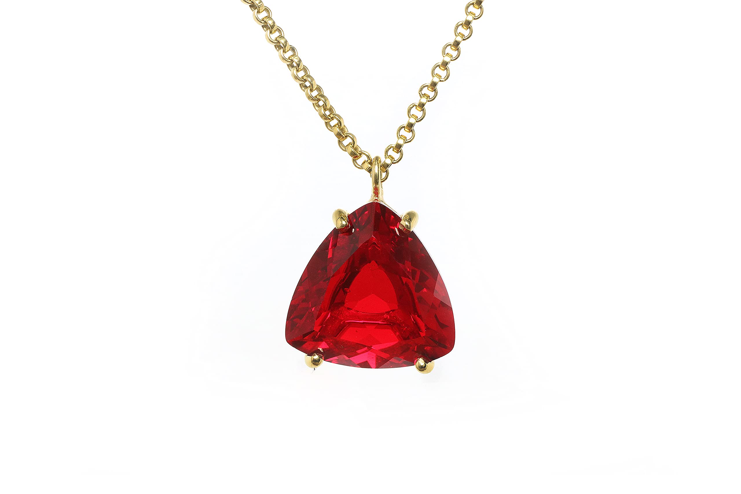 14k Yellow Gold Ruby Birthstone Necklace - Handcrafted Artisan Statement Jewelry for Women - Customizable Pendant & Chain - Perfect Gift for Birthday, Anniversary & Special Occasions