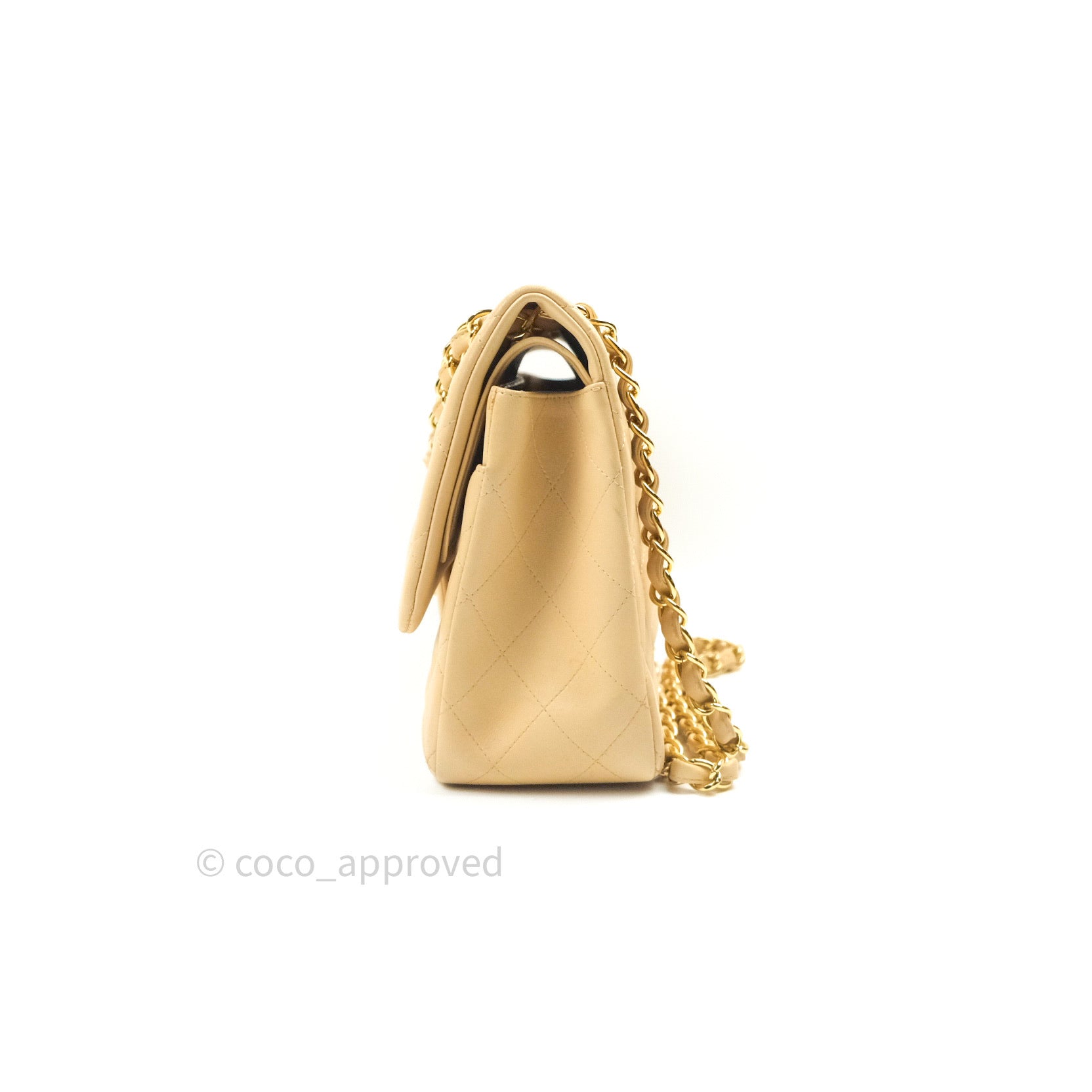 Chanel Classic Jumbo Double Flap Bag Beige Lambskin Leather with Gold Hardware - Luxury Designer Handbag for Women, Perfect for Parties, Dating & Special Occasions