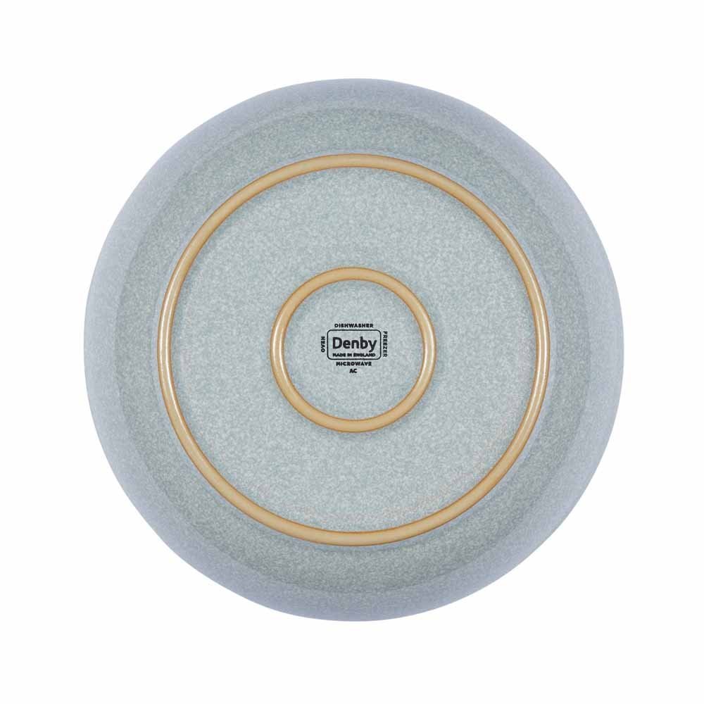 Denby Elements Light Grey Pasta Bowls Set of 4 - 22cm Microwave & Dishwasher Safe Ceramic Stoneware - 1050ml Chip Resistant Dinnerware for Pasta, Salad, Soup - Elegant Pale Grey & White Tableware for Restaurants & Home Dining