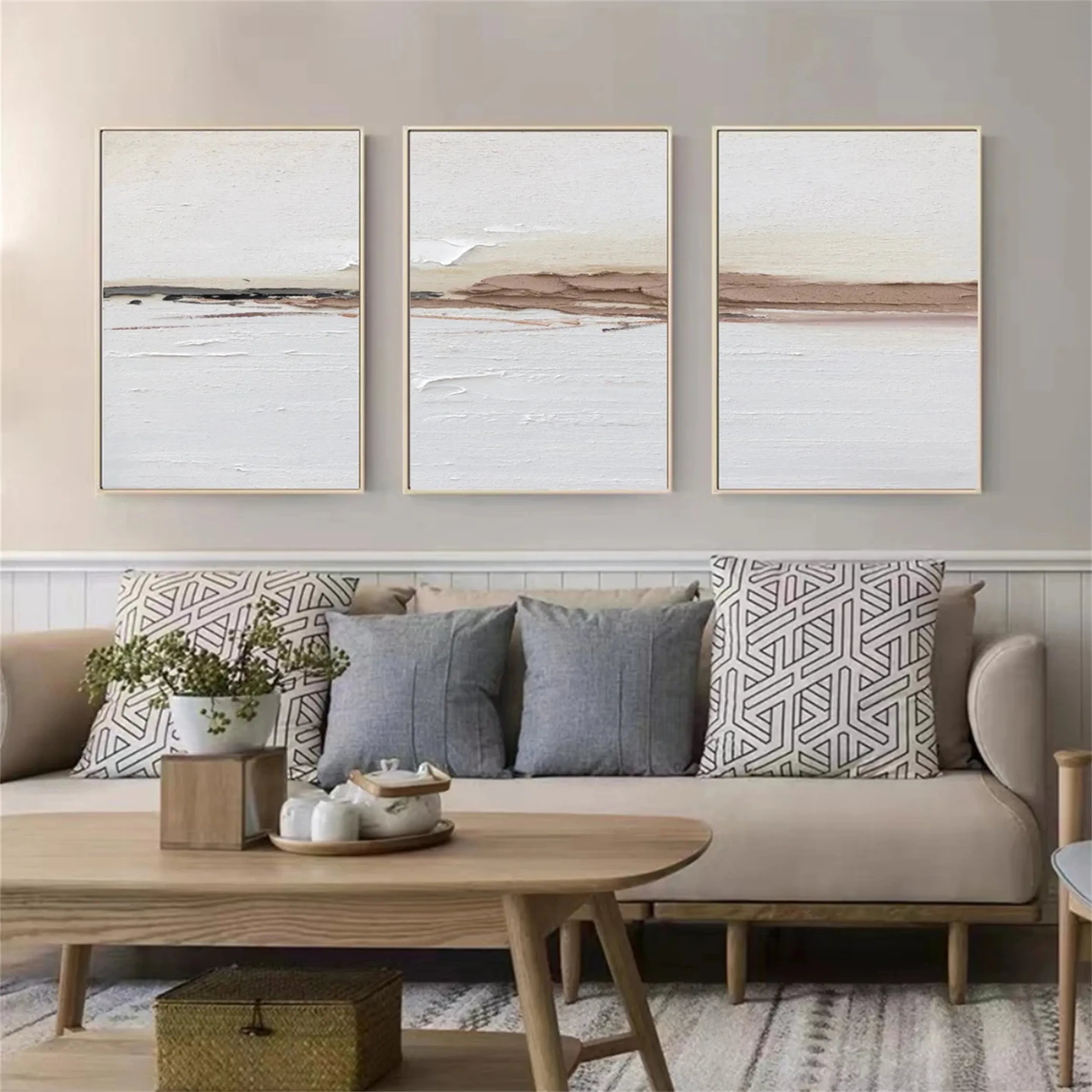 Abstract Tranquility Set of 3 Wall Art Prints - Modern Minimalist Home Decor for Living Room, Bedroom & Office - #AB138