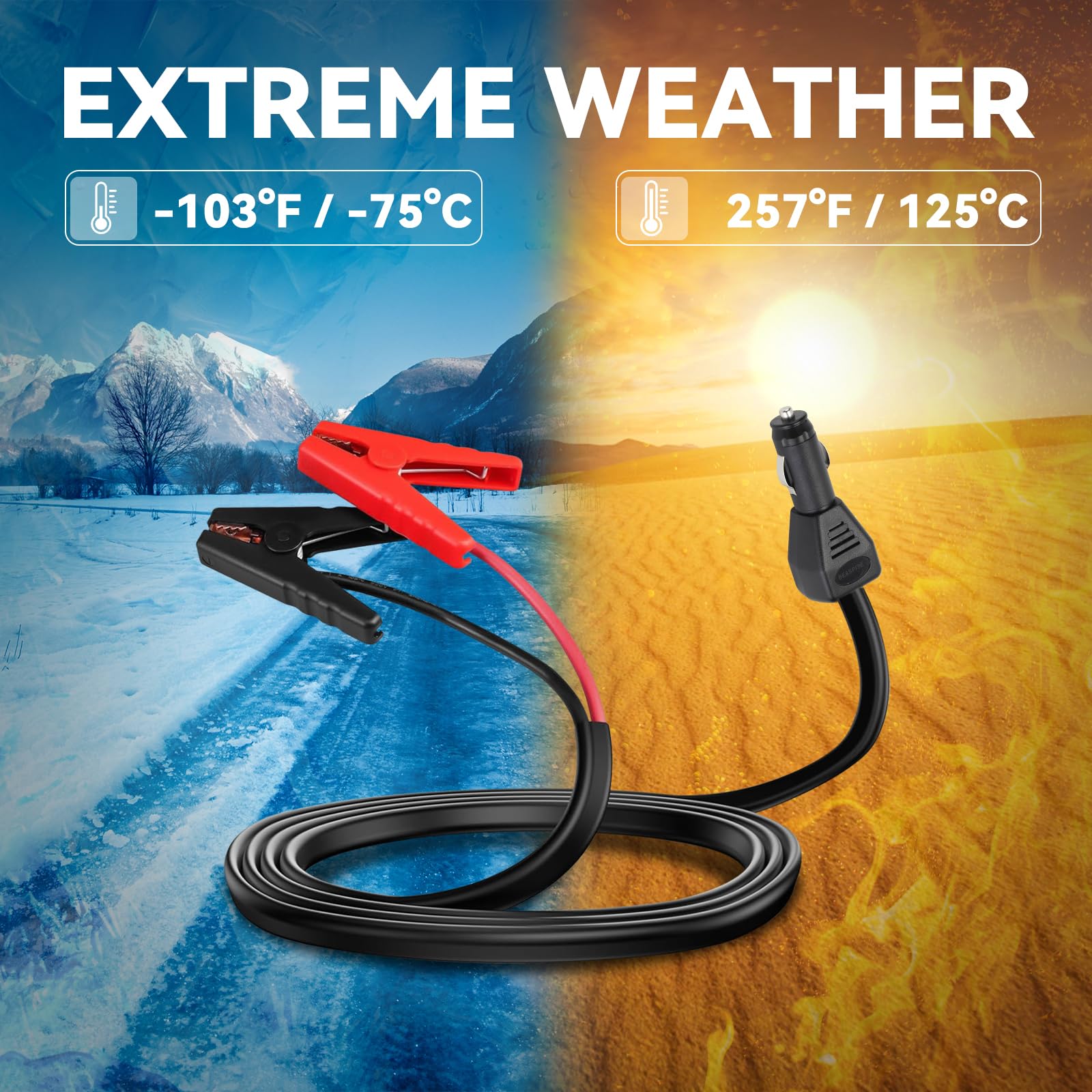 Beaspire 12V 10A Jumper Cables for Energy Storage Battery & Portable Power Station - Universal Car Charging Adapter with 5.9FT 8AWG Cable & Carry Bag - Perfect for Emergency Jump Starts, Camping, and Power Tool Charging