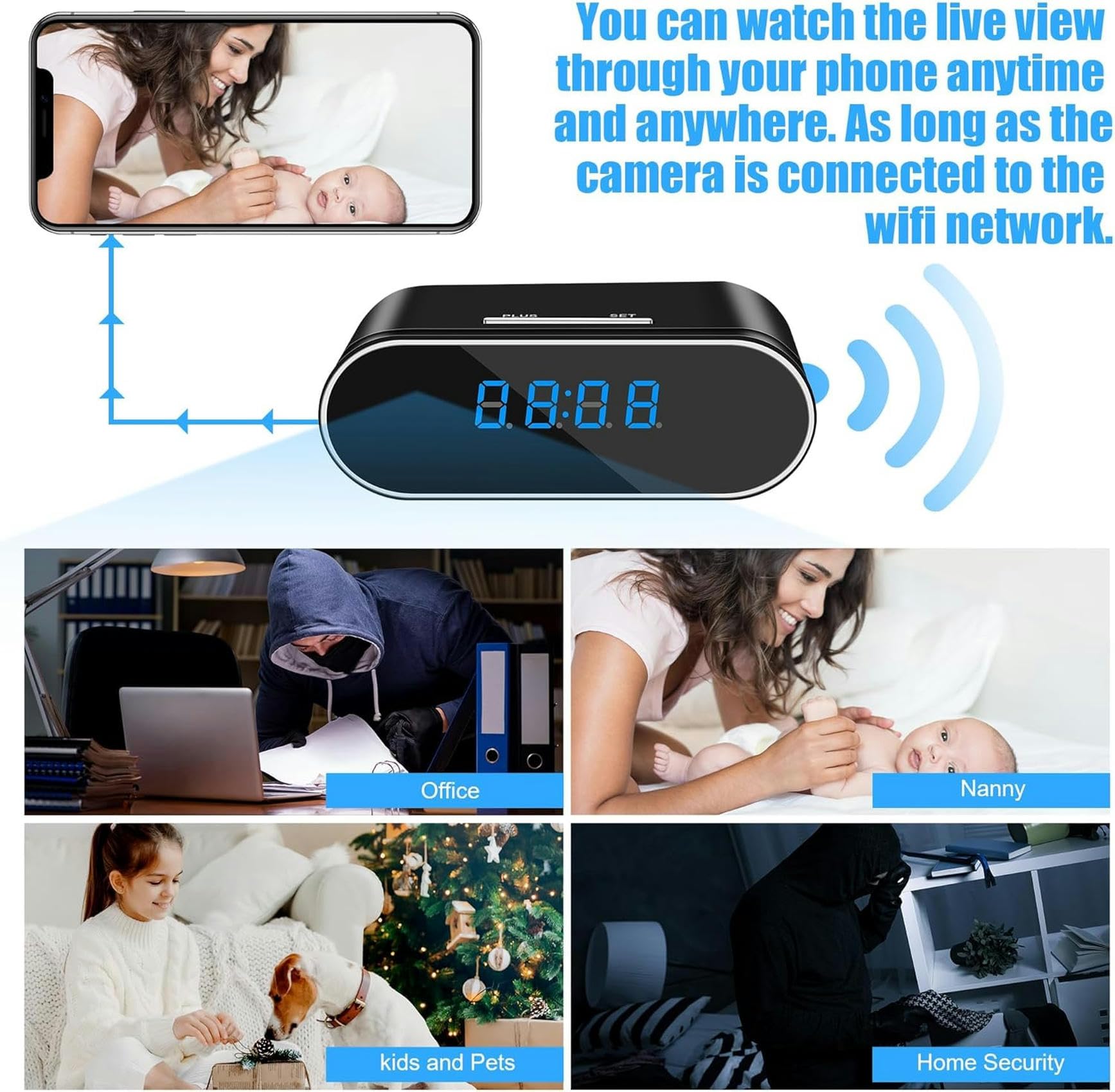 QPZMALSKY Mini Hidden Spy Camera 1080P WiFi - Secret Baby Monitor with Audio & Video, Covert Nanny Cam for Home & Office Surveillance, Motion Detection, 32GB Storage - Ideal for Child Safety, Elderly Care, and Security Monitoring