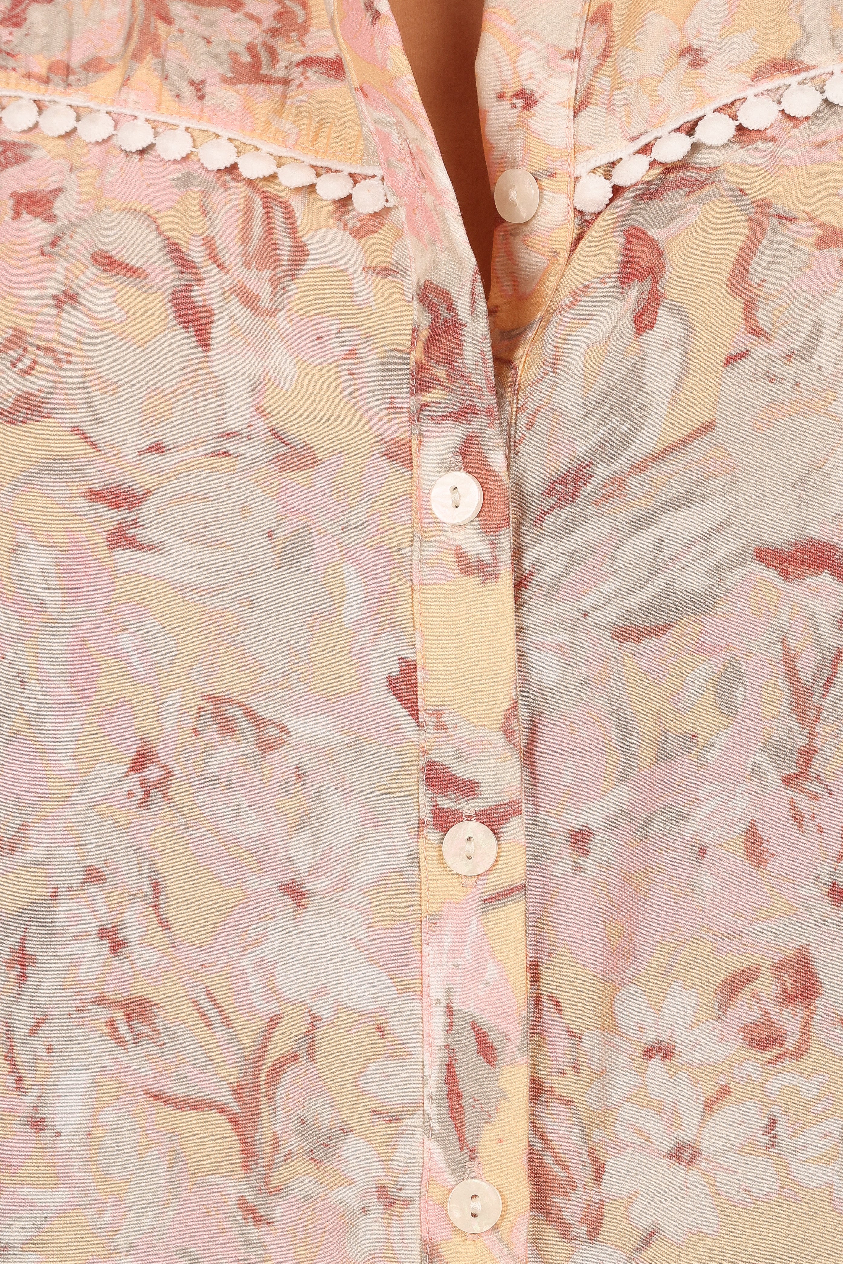 Floria Top Beige Floral Print Women's Blouse - Elegant Casual Wear for Office, Date Night & Spring Outfits