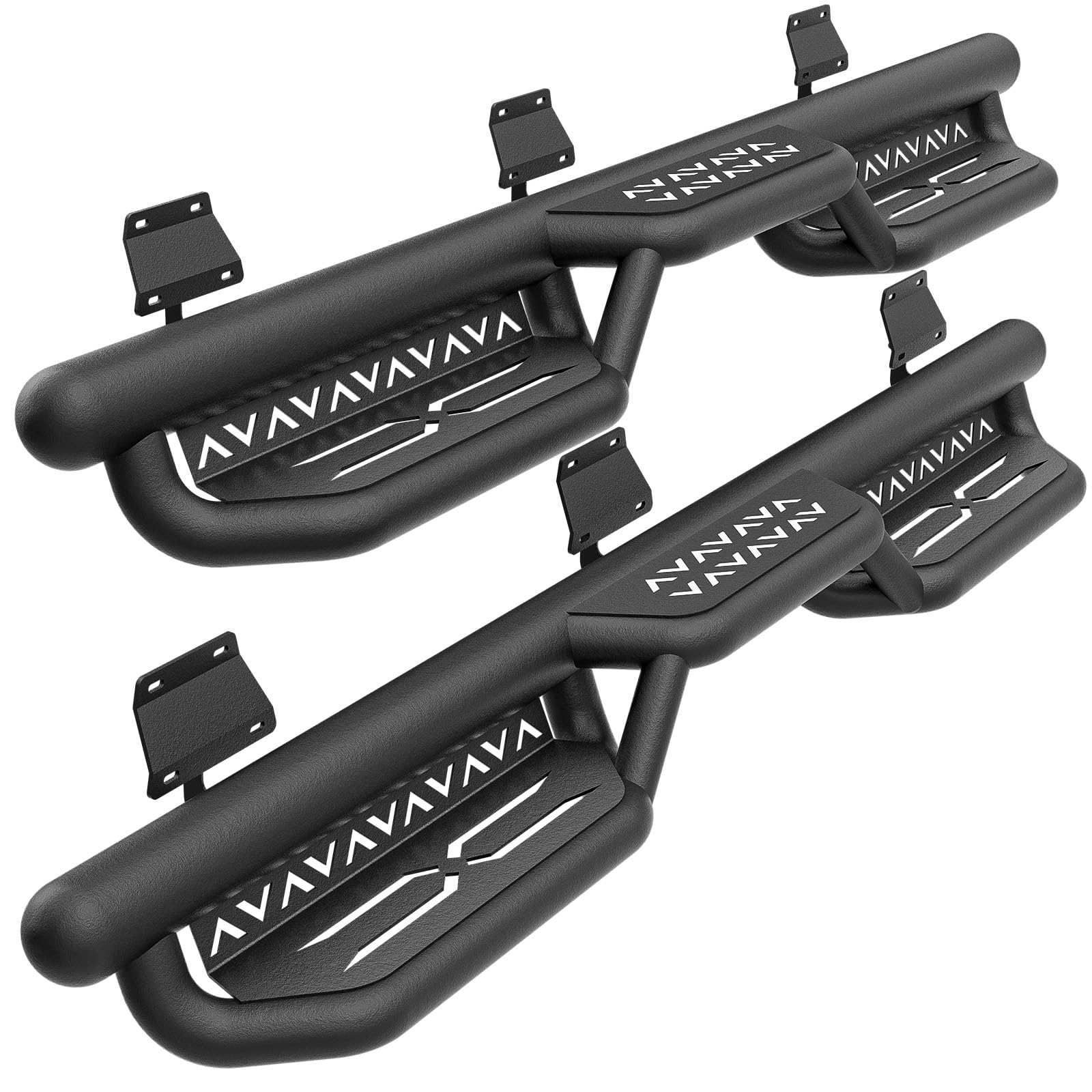 2015-2025 Ford F150 & 2017-2025 Ford F250 F350 Super Duty Crew Cab Running Boards - SuperCrew Cab Compatible Side Steps with Two-Stair Design Nerf Bars (Fits 4 Full-Size Doors) | Off-Road Adventure & Daily Driving Side Steps