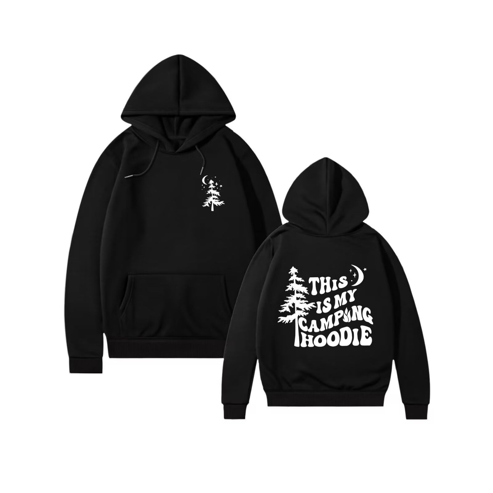 Funny Camping Pattern Women's Hooded Sweatshirt - Long Sleeve Pocket Hoodie for Outdoor Adventures, Hiking & Cozy Campfire Nights