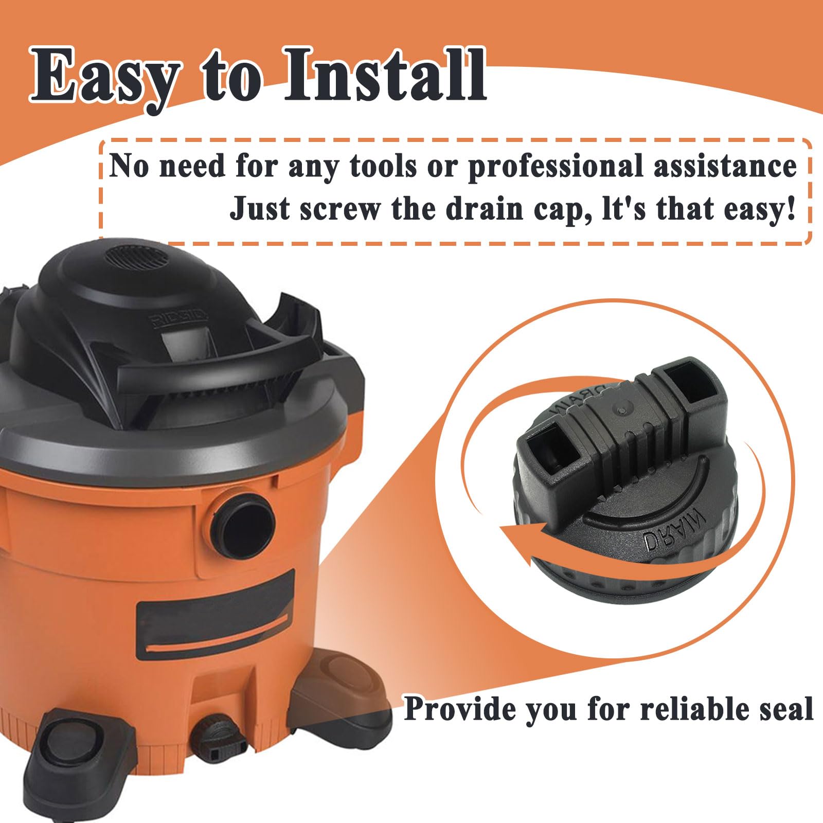 47922 Wet/Dry Vacuum Drain Cap Replacement Part - 1.97'' ID Dust Collector Accessory for Shop Vacs, Industrial Vacuums & Cleaning Equipment - Perfect for Workshop, Garage & Home Cleaning Tasks