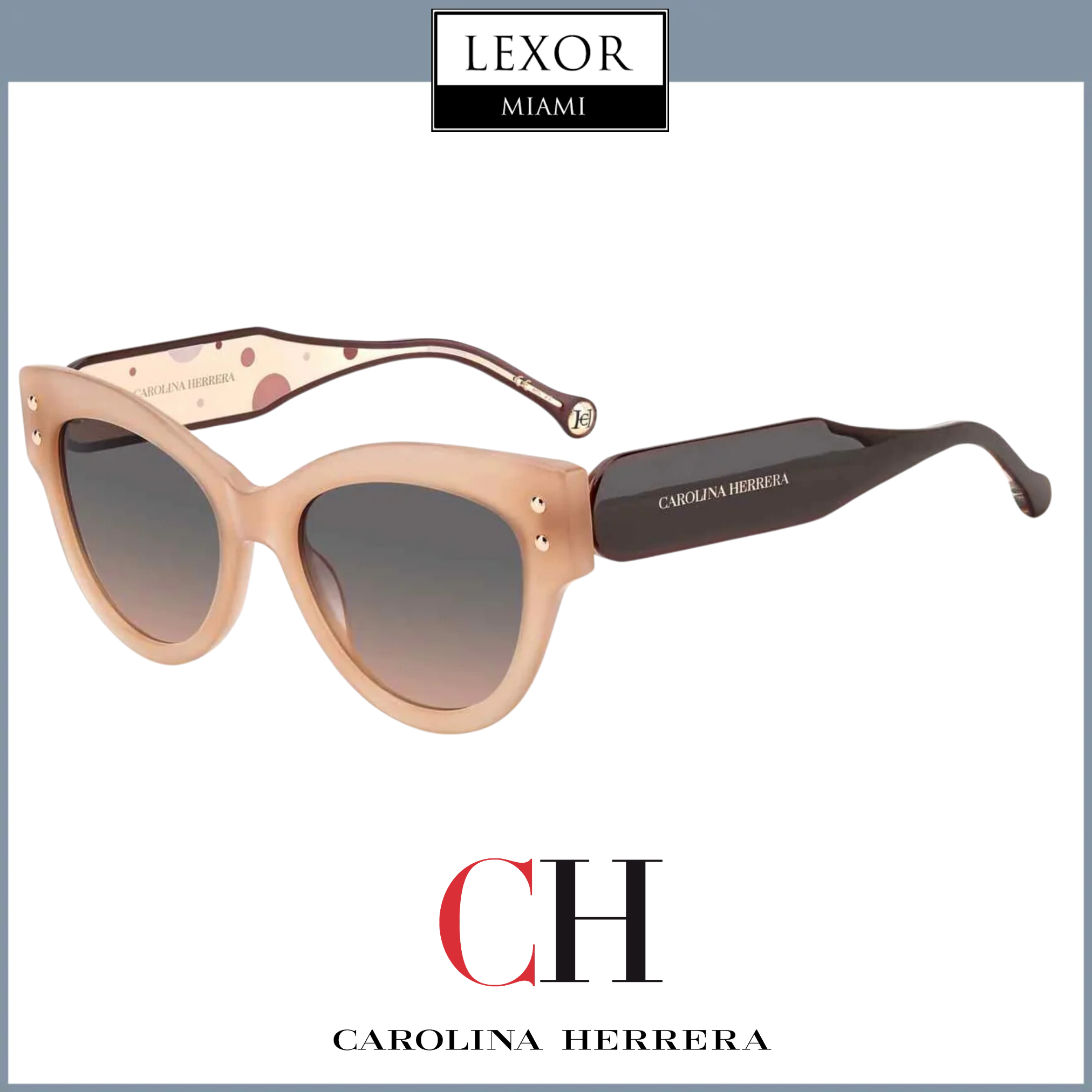 Carolina Herrera CH 0009/S 0FWM FF NUDE Women's Fashion Sunglasses - UV Protection, Lightweight & Stylish for Beach, Driving & Outdoor Activities