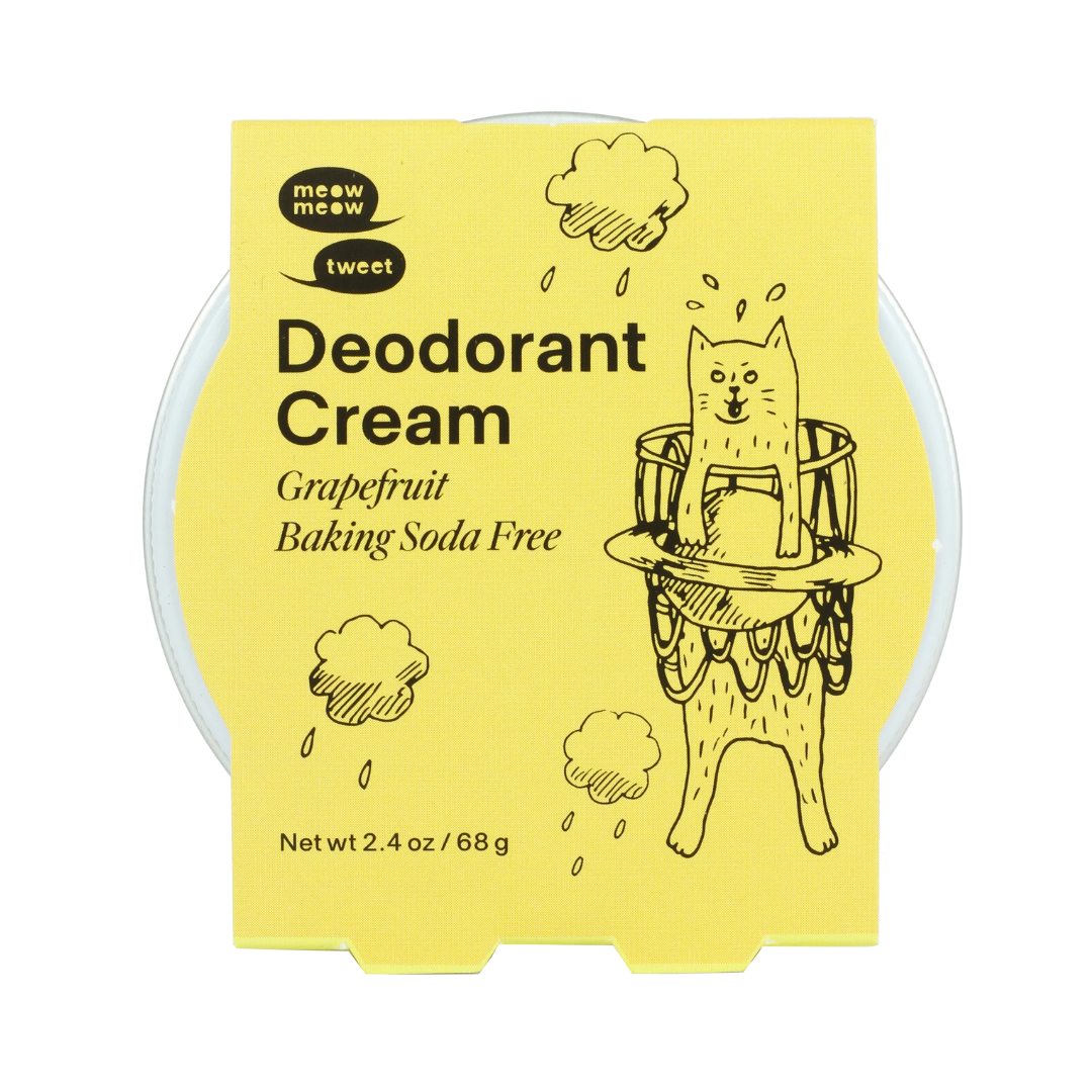 Natural Baking Soda Free Deodorant Cream - Grapefruit Scent by Meow Meow Tweet | Vegan, Aluminum-Free for Sensitive Skin | Perfect for Daily Use & Travel