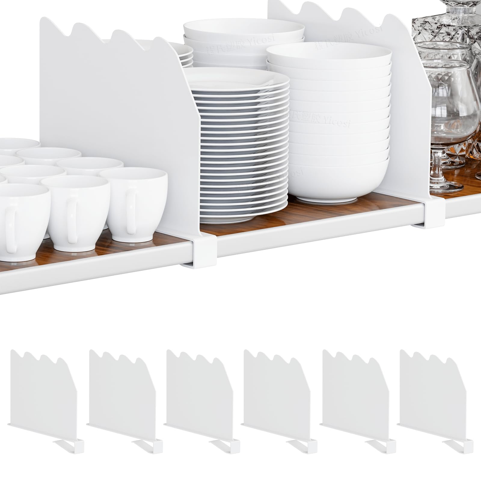 Yieach 6-Pack Acrylic Shelf Dividers for Closet Organization - 9.3