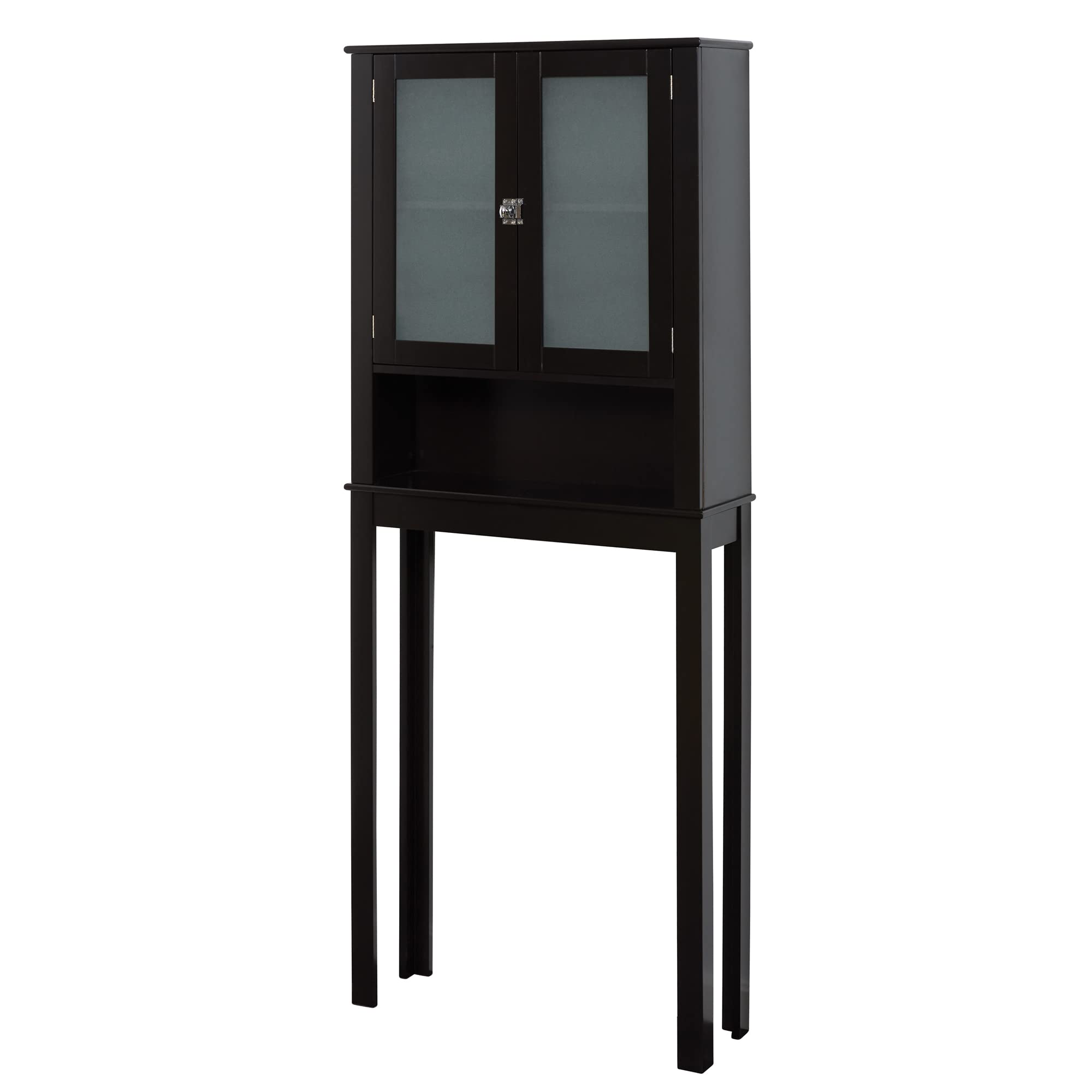 Zenna Home E8823CH Classic Over-the-Toilet Spacesaver Bathroom Storage with Glass Windows, Espresso Finish - Perfect for Small Bathrooms and Apartment Living