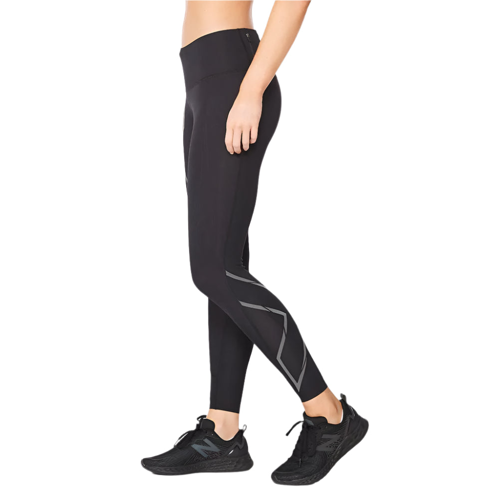 2XU Women's Light Speed Mid Rise Compression Tights - High Performance Workout Leggings for Running, Yoga & Gym - Moisture Wicking & Breathable Activewear
